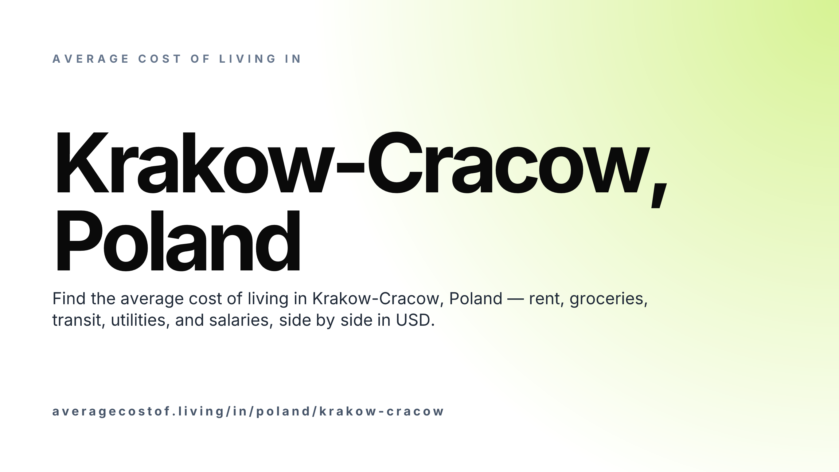 Cost of living in Krakow-Cracow, Poland — monthly rent, food, transport, utilities, and salary breakdown in USD.