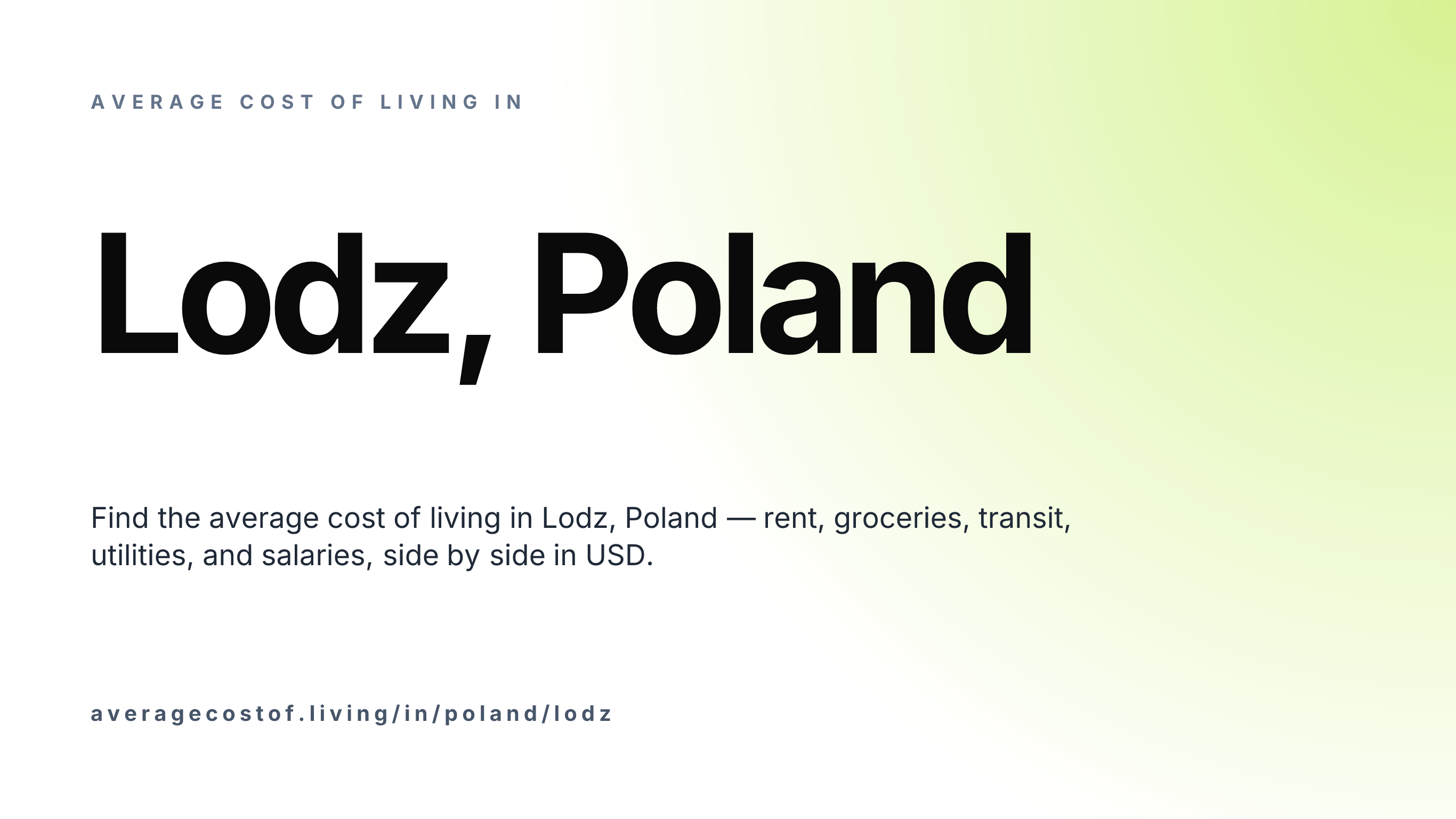 Cost of living in Lodz, Poland — monthly rent, food, transport, utilities, and salary breakdown in USD.