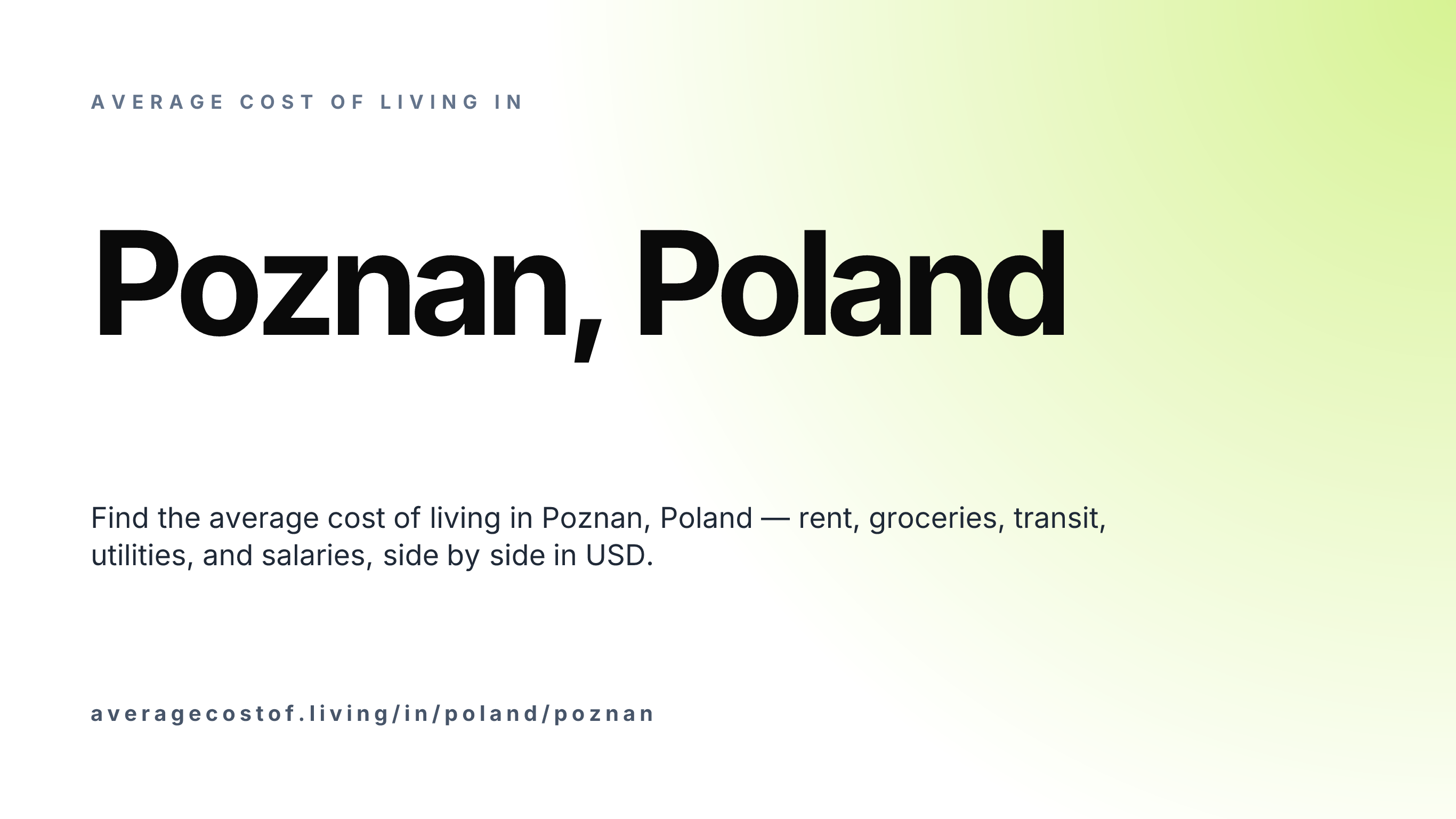 Cost of living in Poznan, Poland — monthly rent, food, transport, utilities, and salary breakdown in USD.