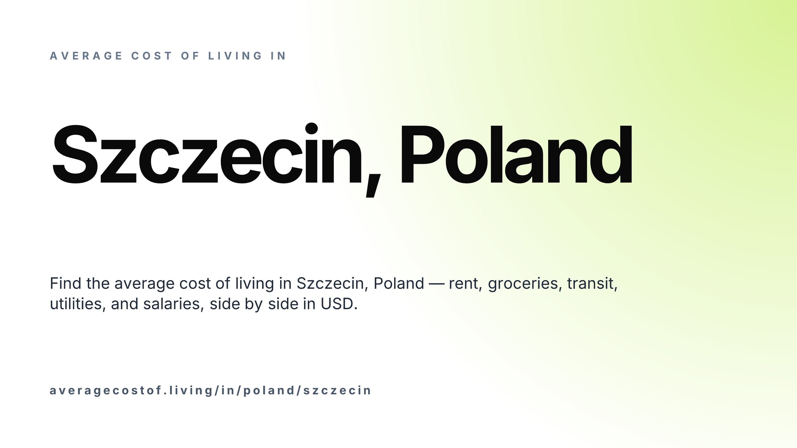 Cost of living in Szczecin, Poland — monthly rent, food, transport, utilities, and salary breakdown in USD.