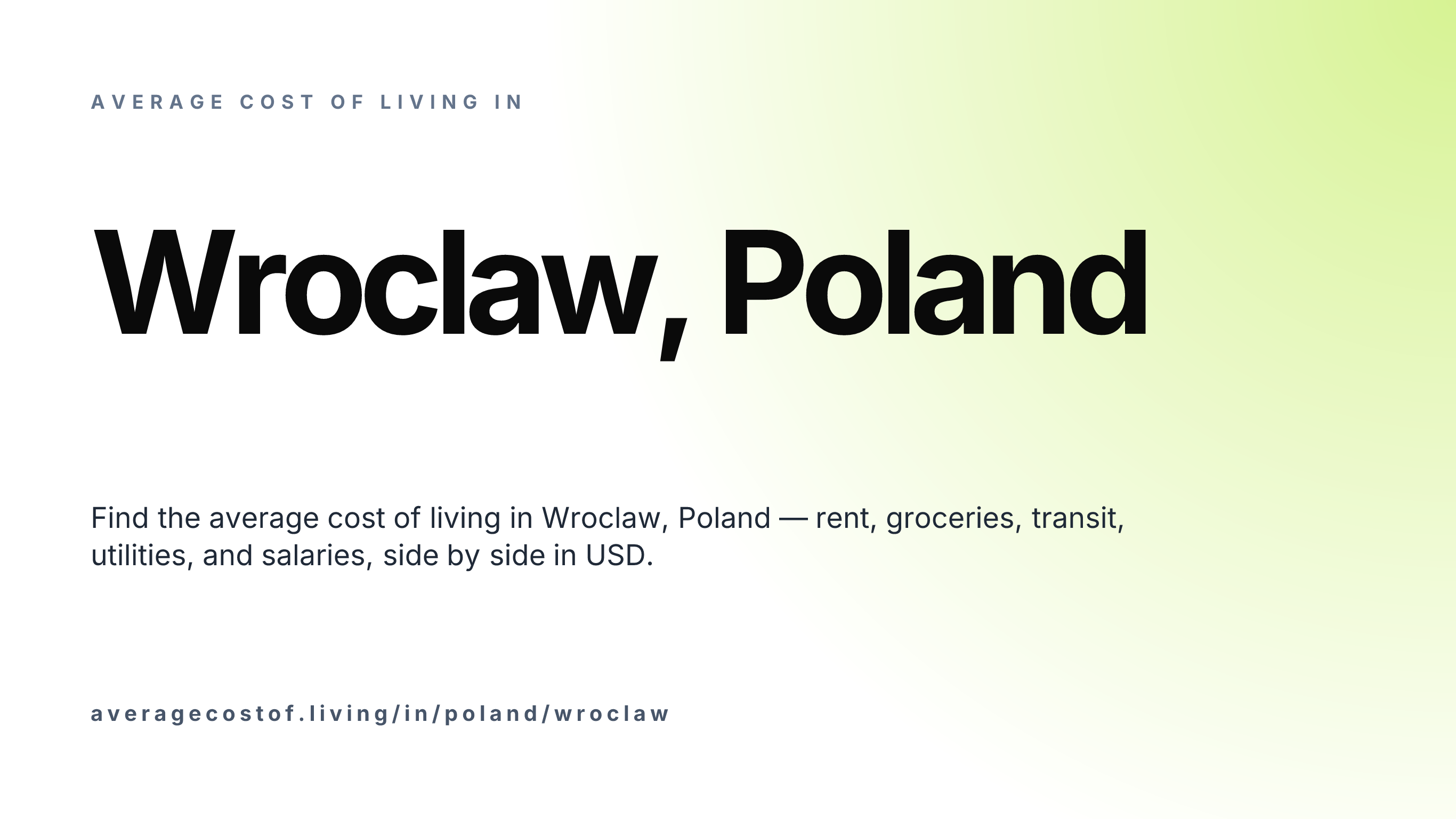 Cost of living in Wroclaw, Poland — monthly rent, food, transport, utilities, and salary breakdown in USD.