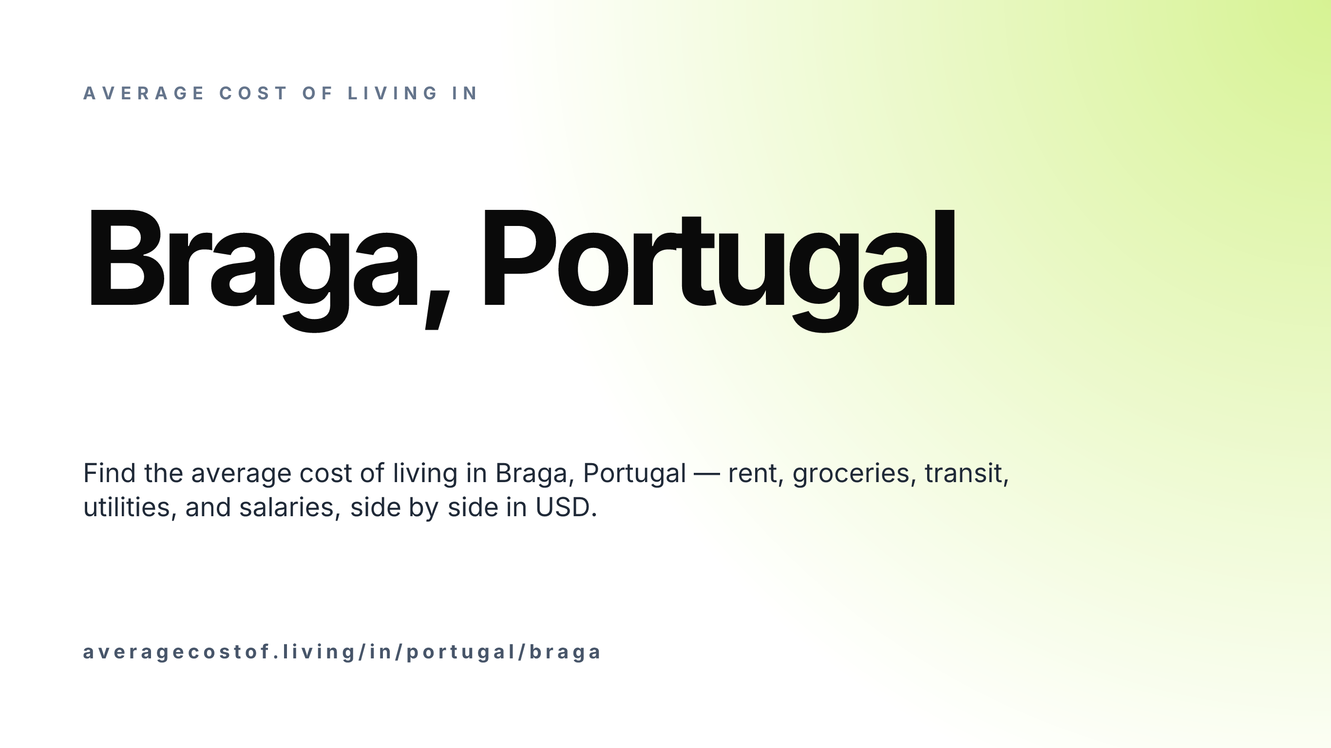 Cost of living in Braga, Portugal — monthly rent, food, transport, utilities, and salary breakdown in USD.