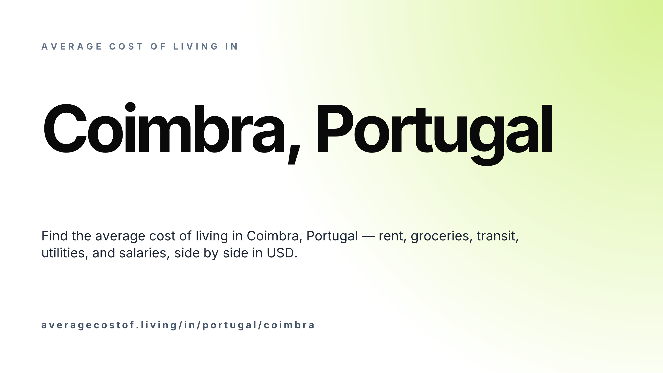 Cost of living in Coimbra, Portugal — monthly rent, food, transport, utilities, and salary breakdown in USD.