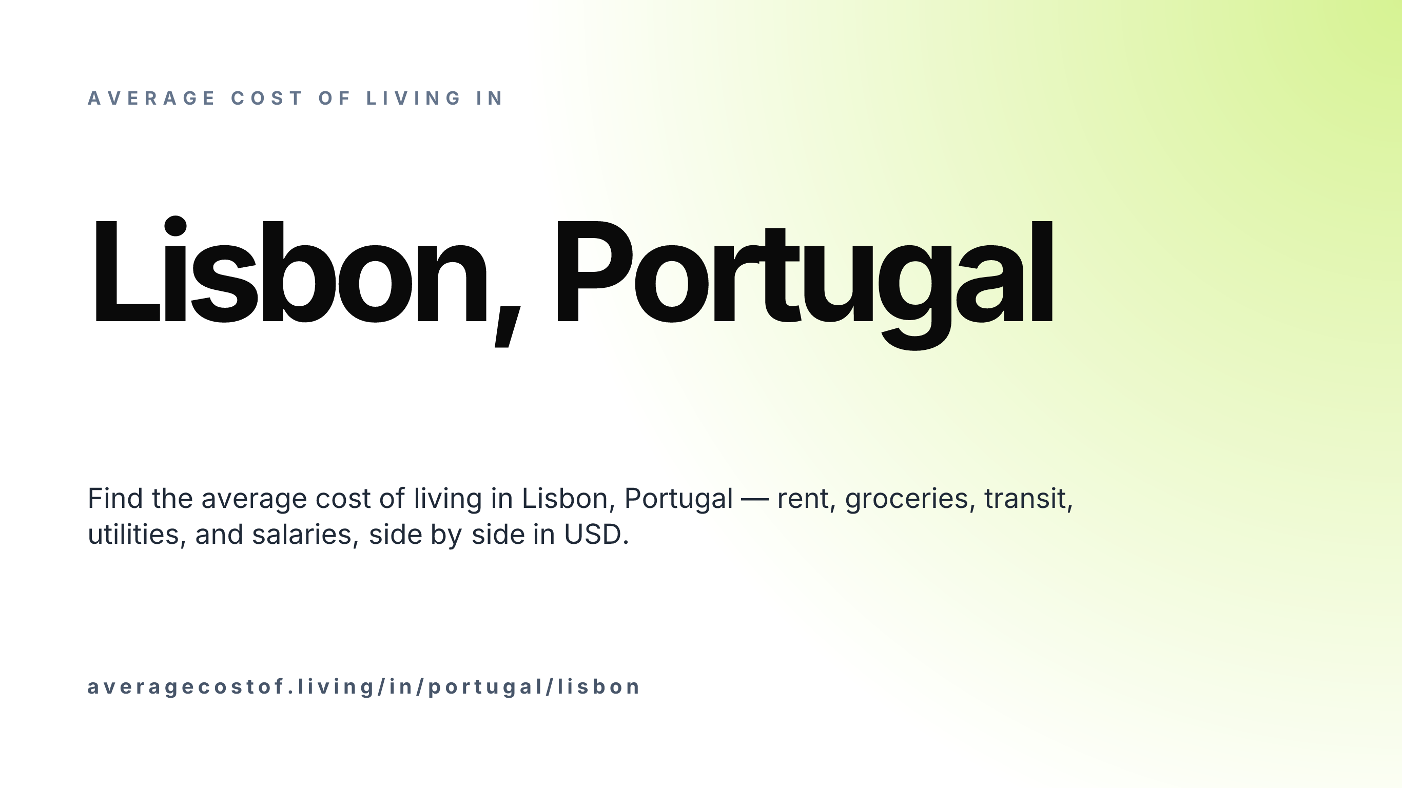Cost of living in Lisbon, Portugal — monthly rent, food, transport, utilities, and salary breakdown in USD.