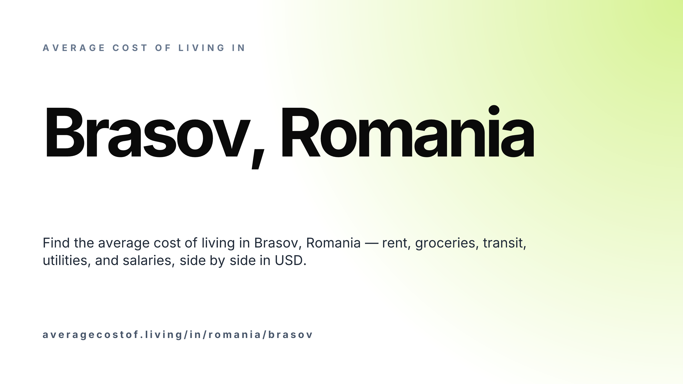 Cost of living in Brasov, Romania — monthly rent, food, transport, utilities, and salary breakdown in USD.