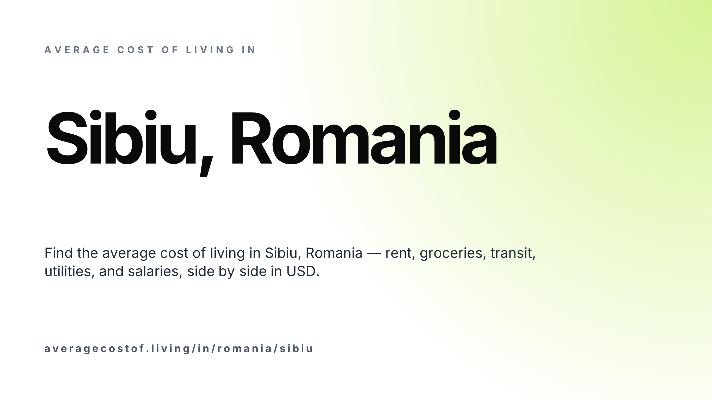 Cost of living in Sibiu, Romania — monthly rent, food, transport, utilities, and salary breakdown in USD.