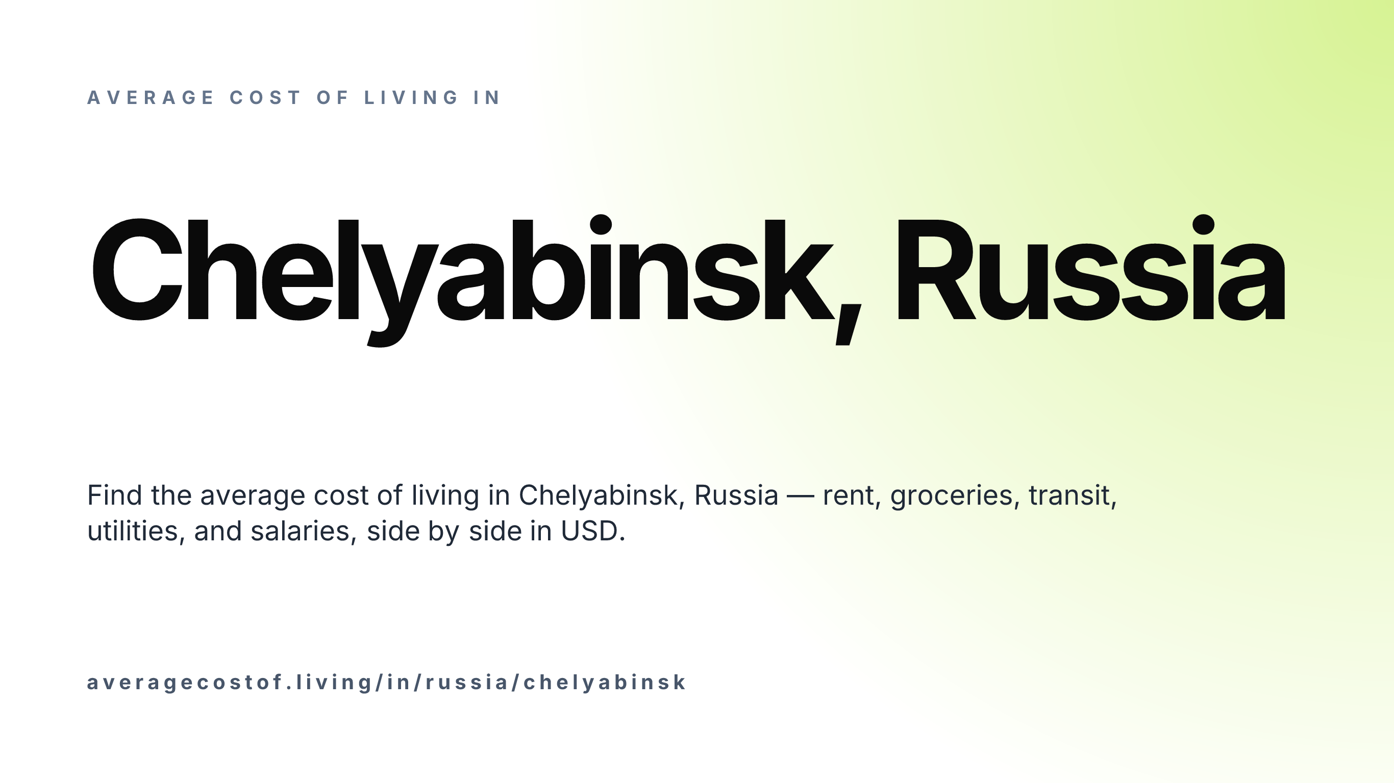Cost of living in Chelyabinsk, Russia — monthly rent, food, transport, utilities, and salary breakdown in USD.