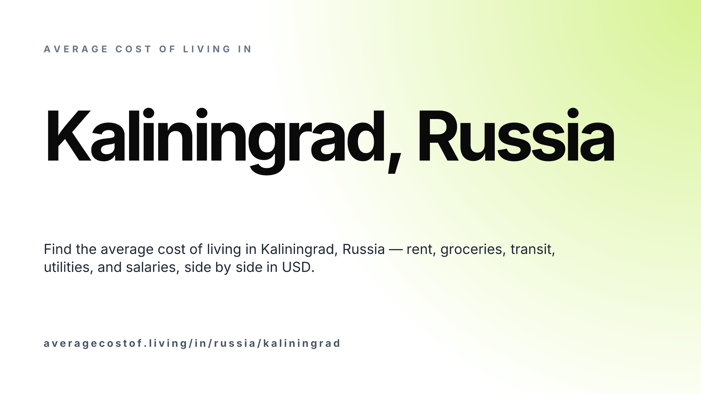 Cost of living in Kaliningrad, Russia — monthly rent, food, transport, utilities, and salary breakdown in USD.