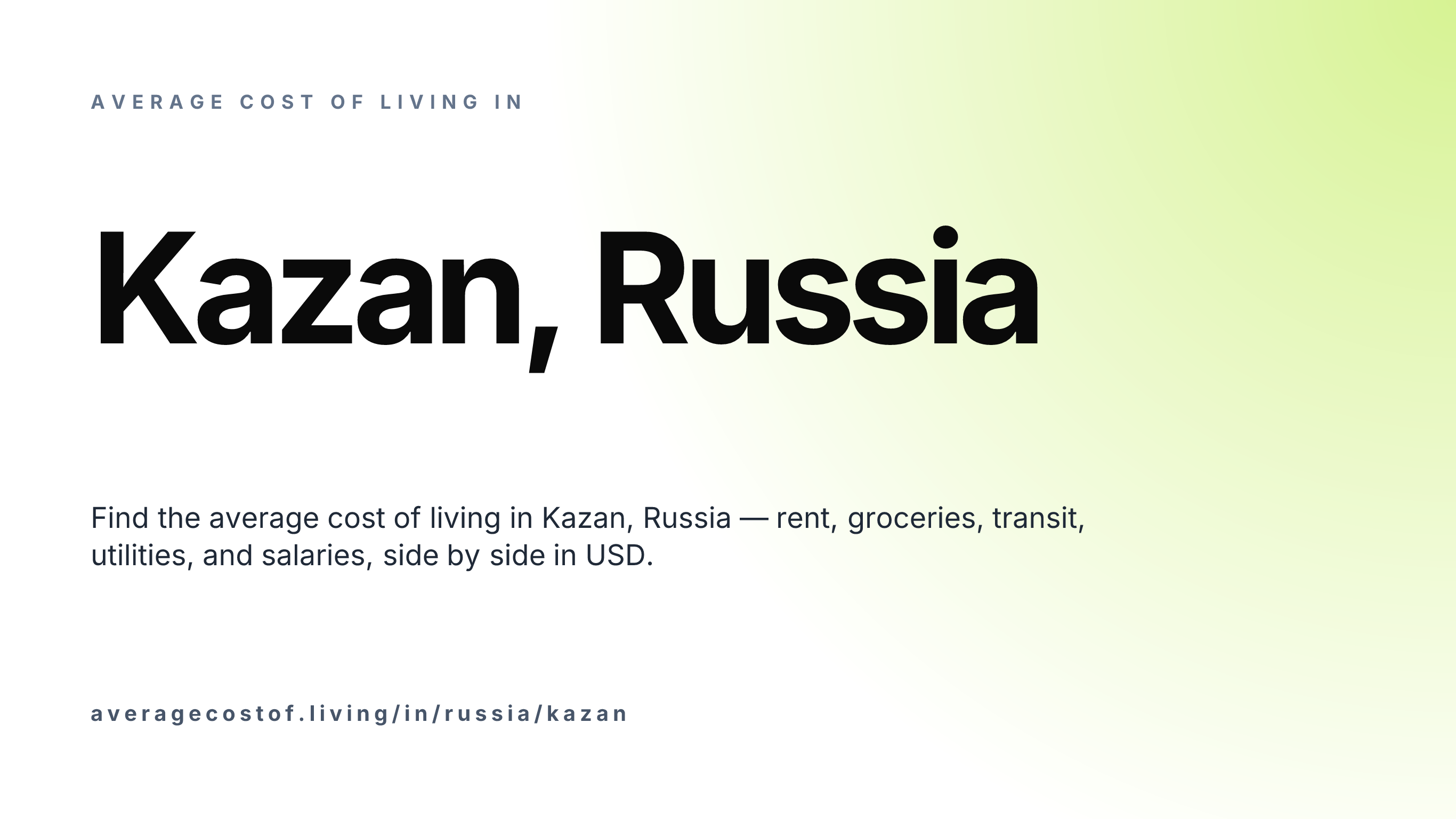 Cost of living in Kazan, Russia — monthly rent, food, transport, utilities, and salary breakdown in USD.