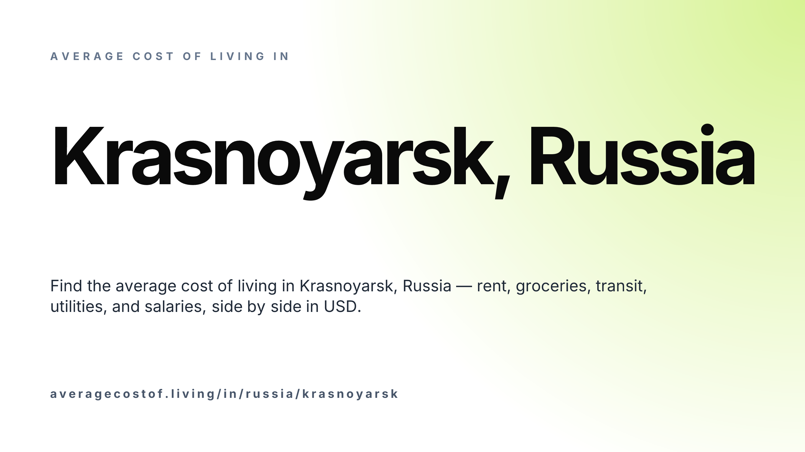 Cost of living in Krasnoyarsk, Russia — monthly rent, food, transport, utilities, and salary breakdown in USD.