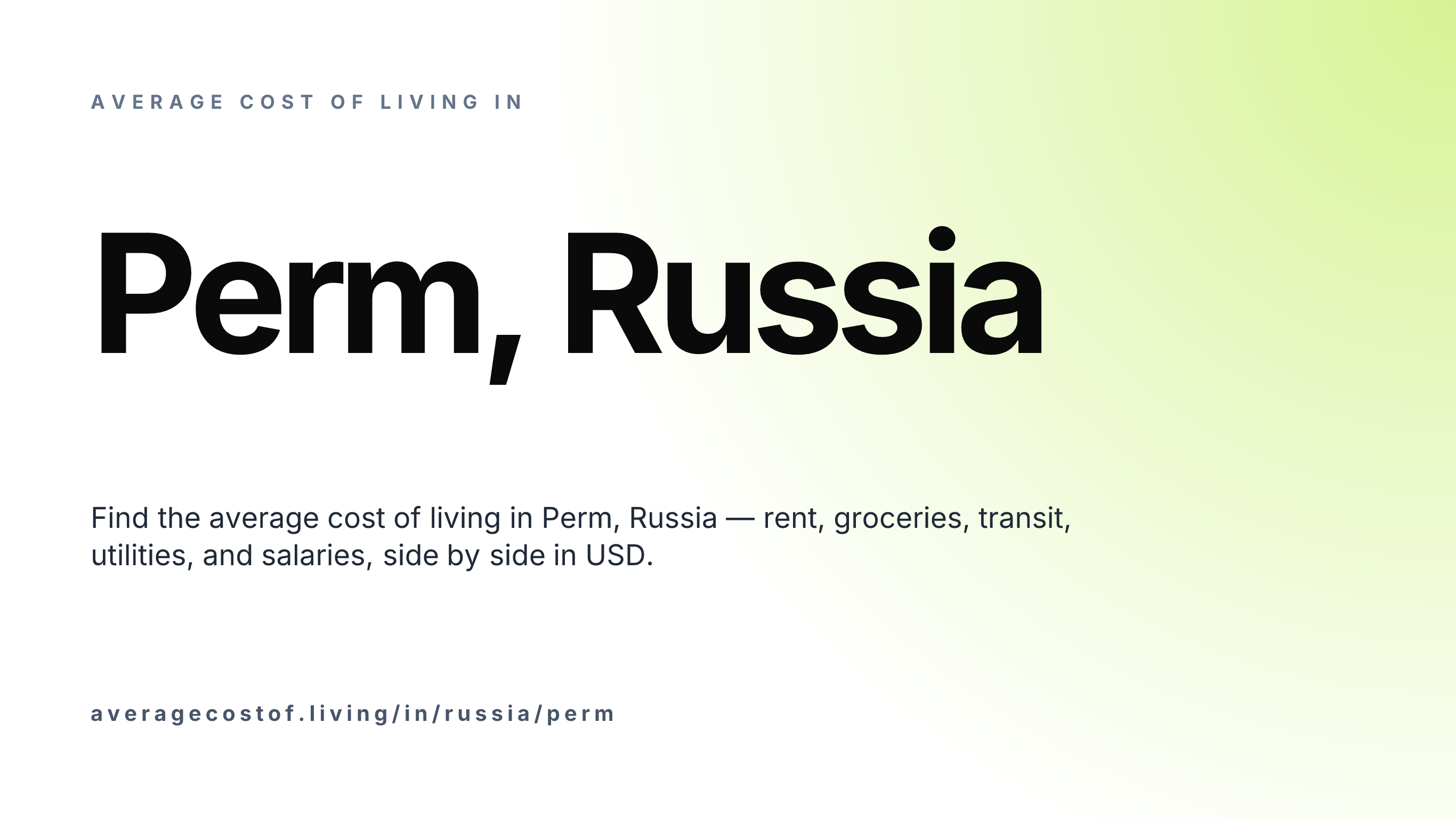 Cost of living in Perm, Russia — monthly rent, food, transport, utilities, and salary breakdown in USD.