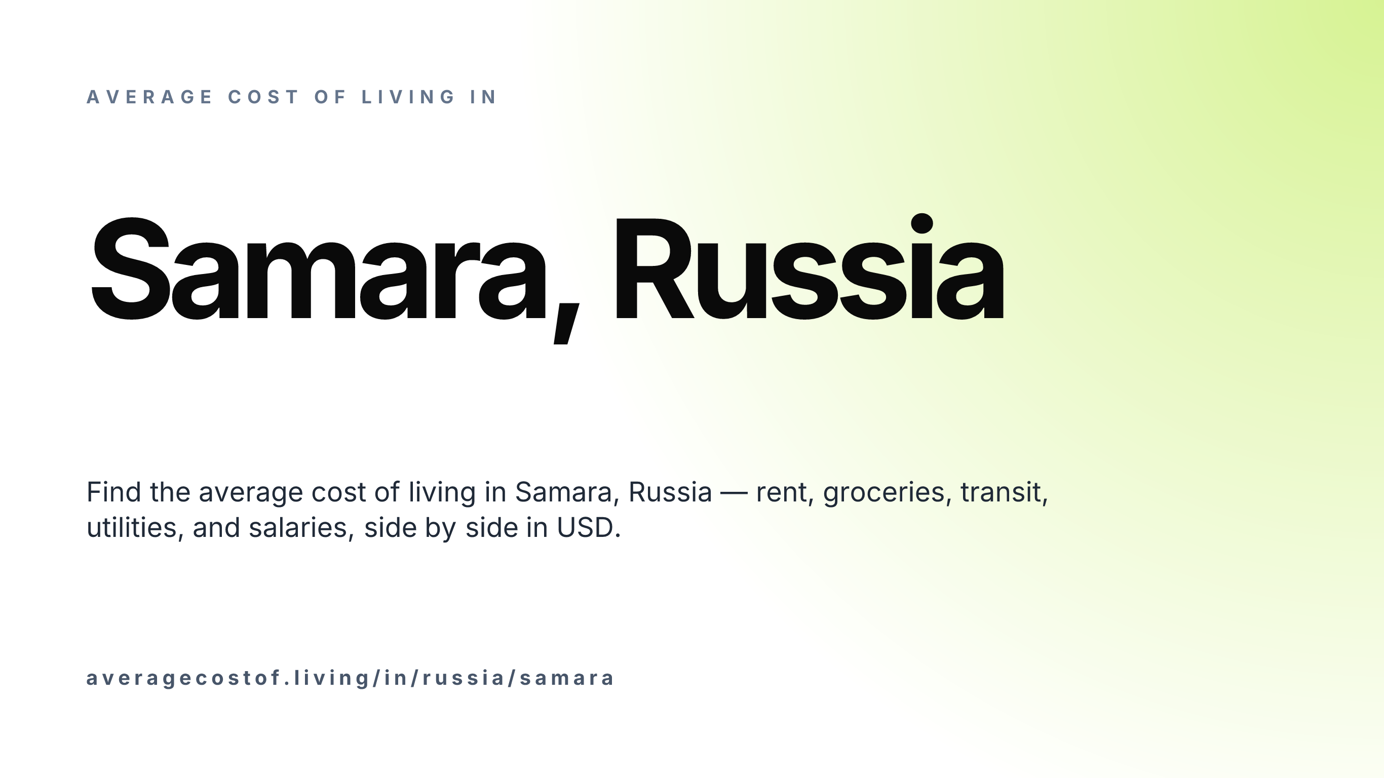 Cost of living in Samara, Russia — monthly rent, food, transport, utilities, and salary breakdown in USD.