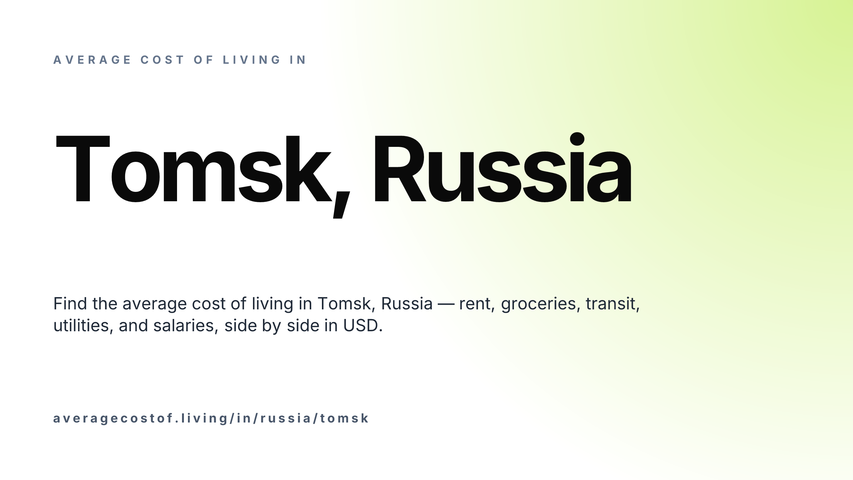 Cost of living in Tomsk, Russia — monthly rent, food, transport, utilities, and salary breakdown in USD.