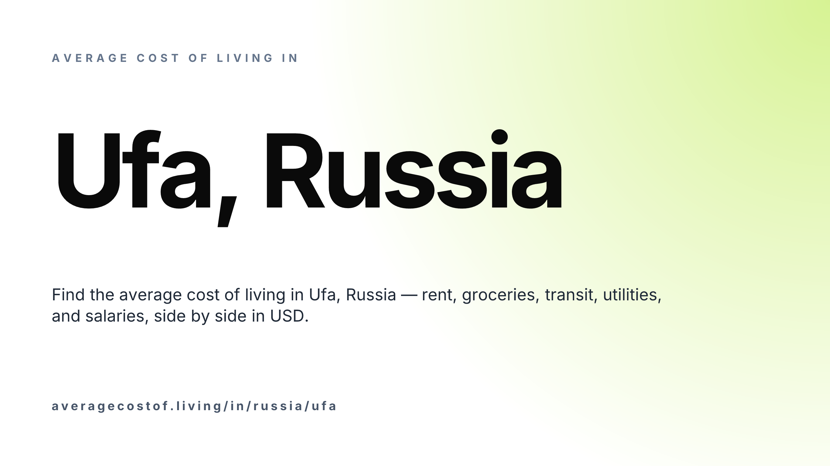 Cost of living in Ufa, Russia — monthly rent, food, transport, utilities, and salary breakdown in USD.