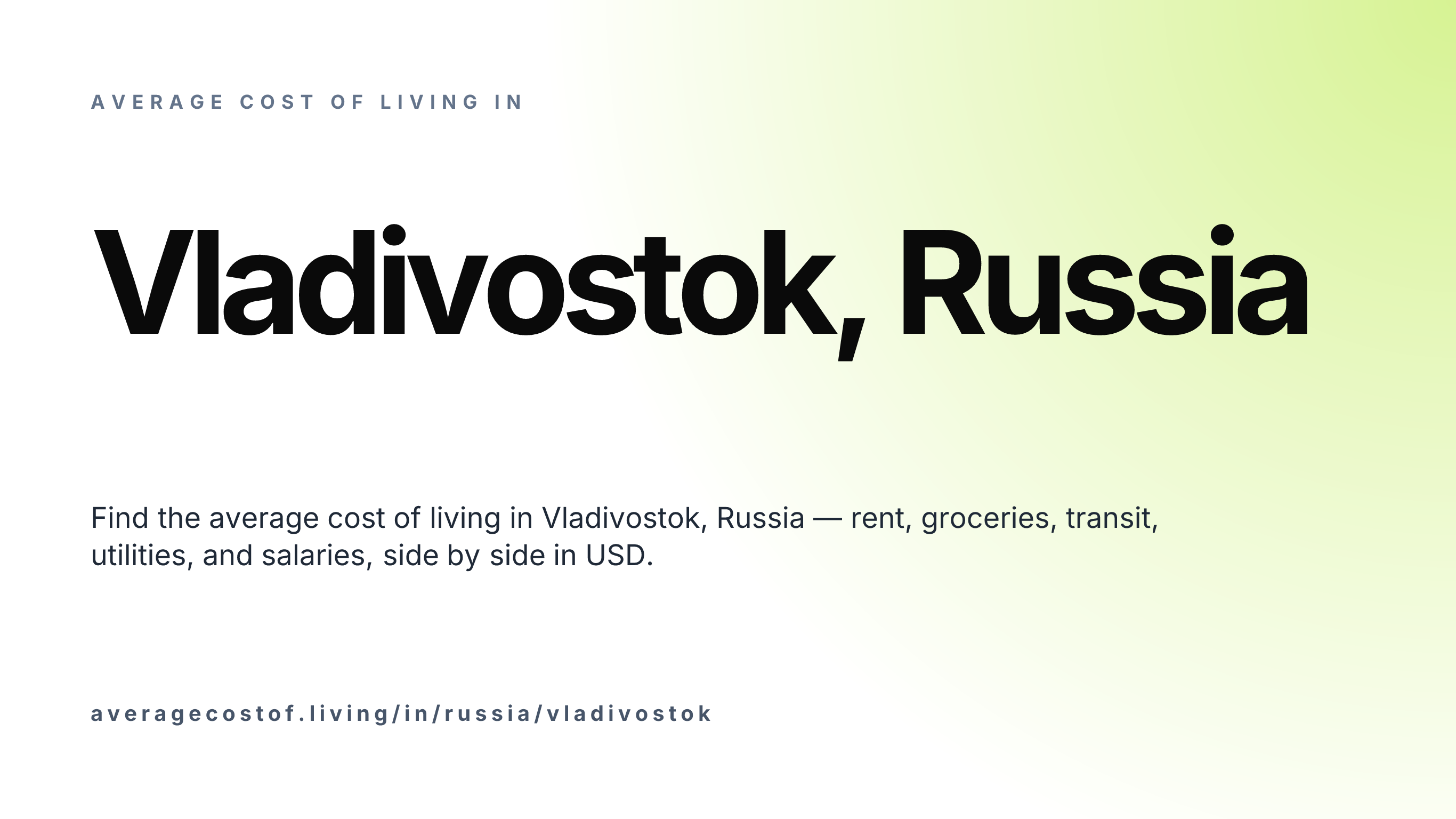 Cost of living in Vladivostok, Russia — monthly rent, food, transport, utilities, and salary breakdown in USD.