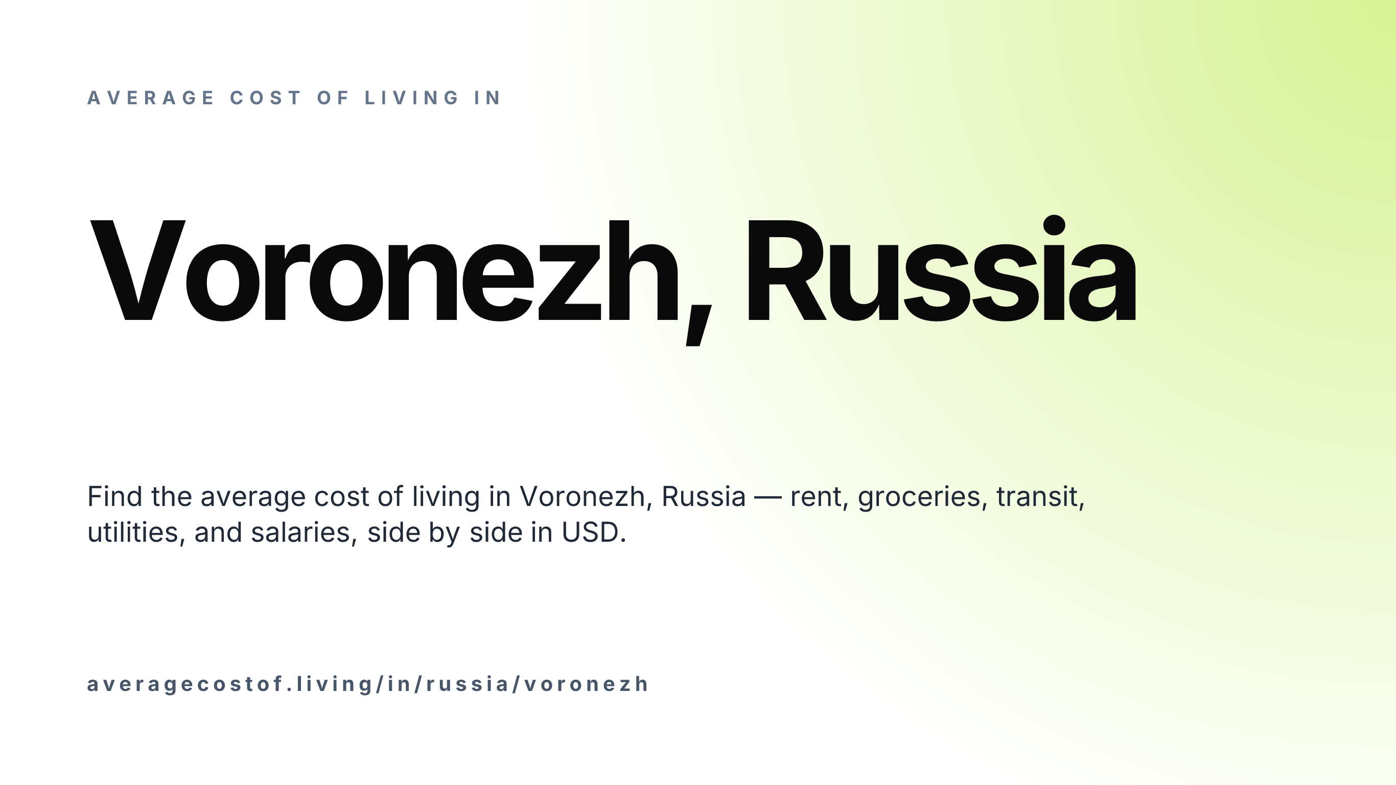 Cost of living in Voronezh, Russia — monthly rent, food, transport, utilities, and salary breakdown in USD.
