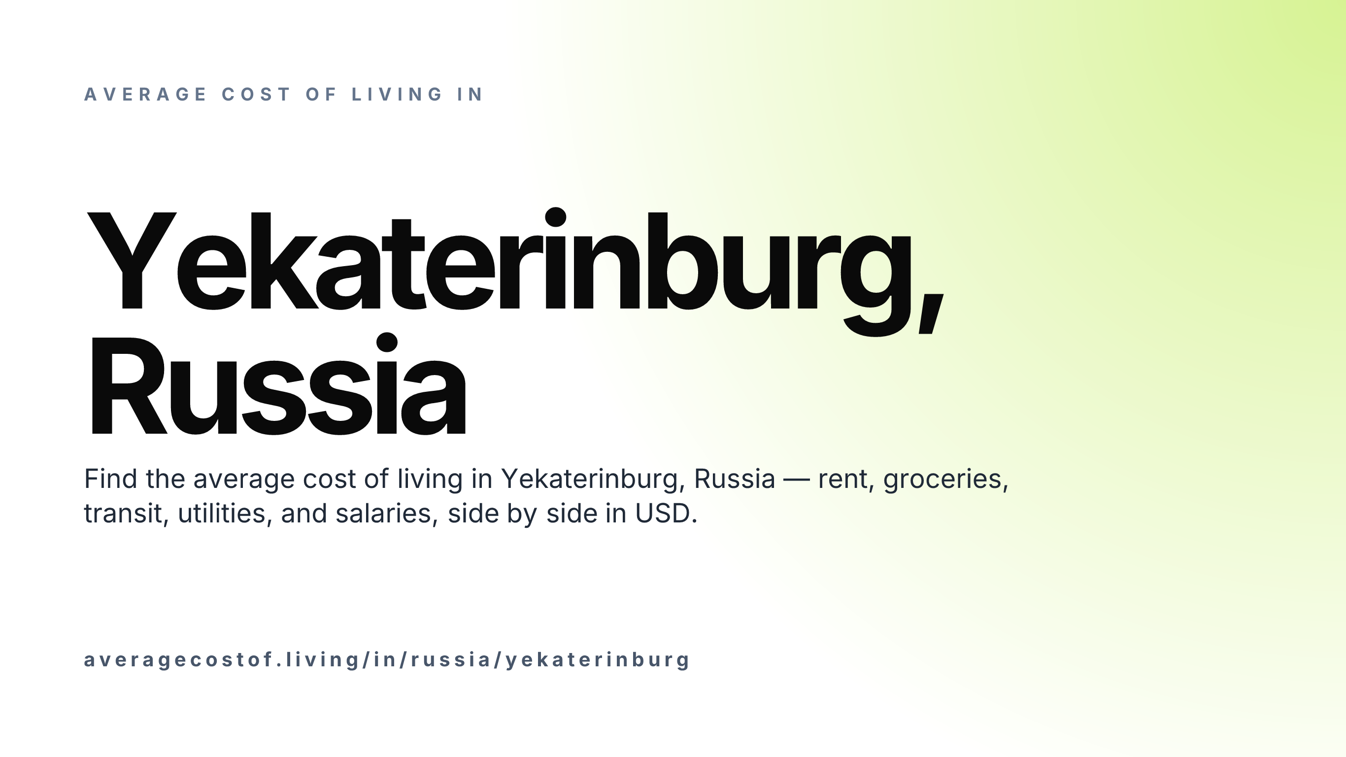 Cost of living in Yekaterinburg, Russia — monthly rent, food, transport, utilities, and salary breakdown in USD.