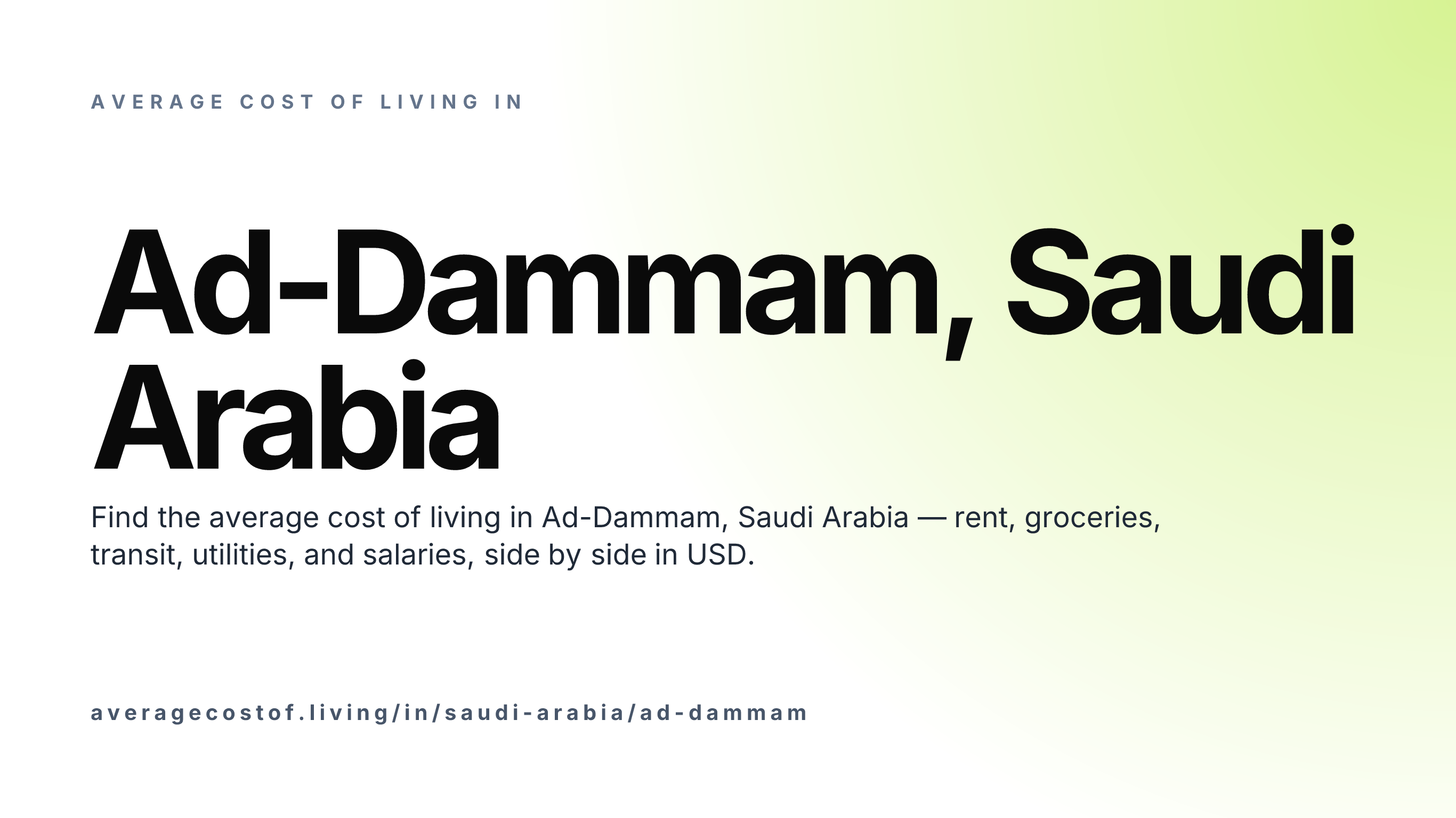 Cost of living in Ad-Dammam, Saudi Arabia — monthly rent, food, transport, utilities, and salary breakdown in USD.
