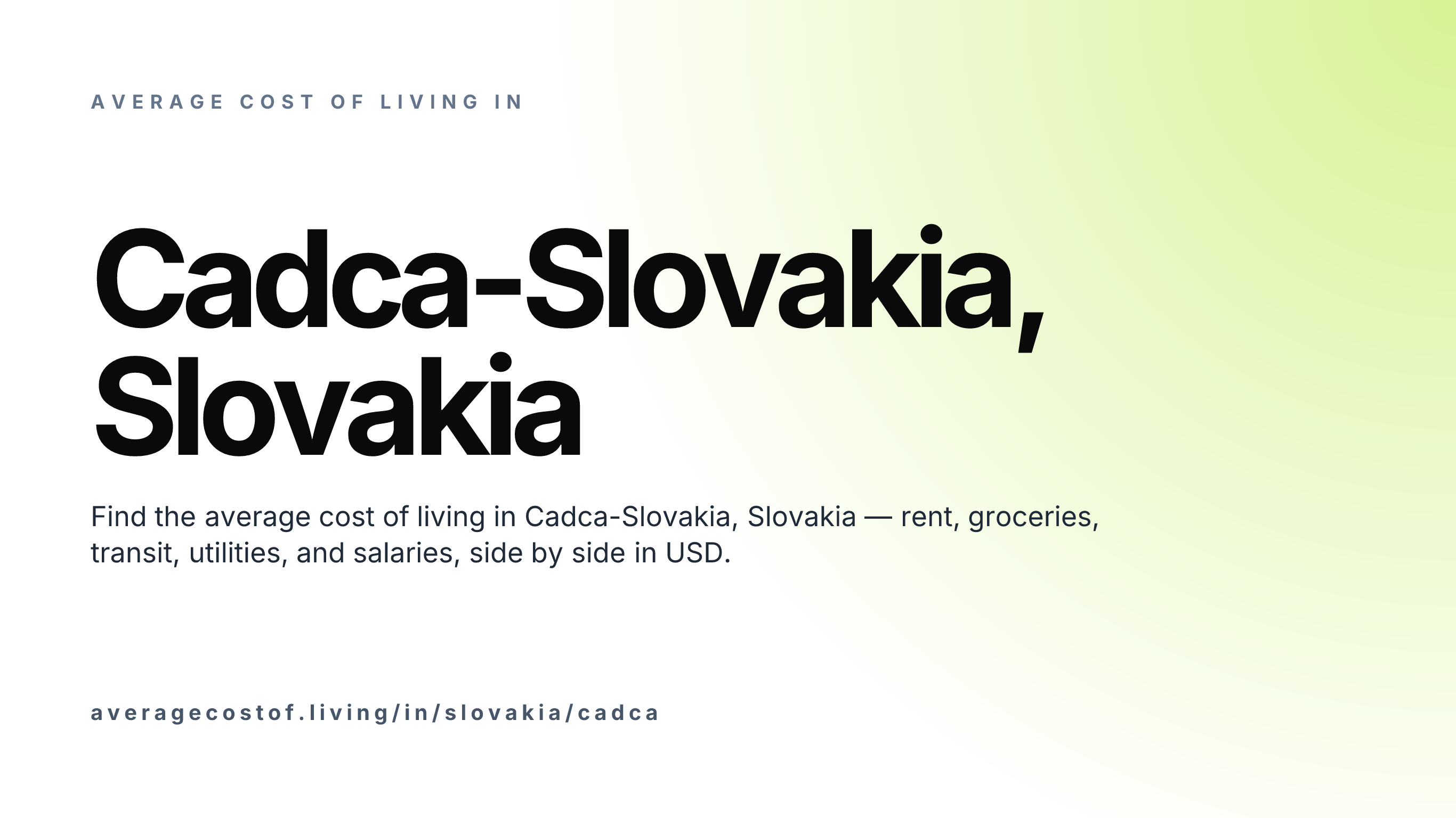 Cost of living in Cadca-Slovakia, Slovakia — monthly rent, food, transport, utilities, and salary breakdown in USD.