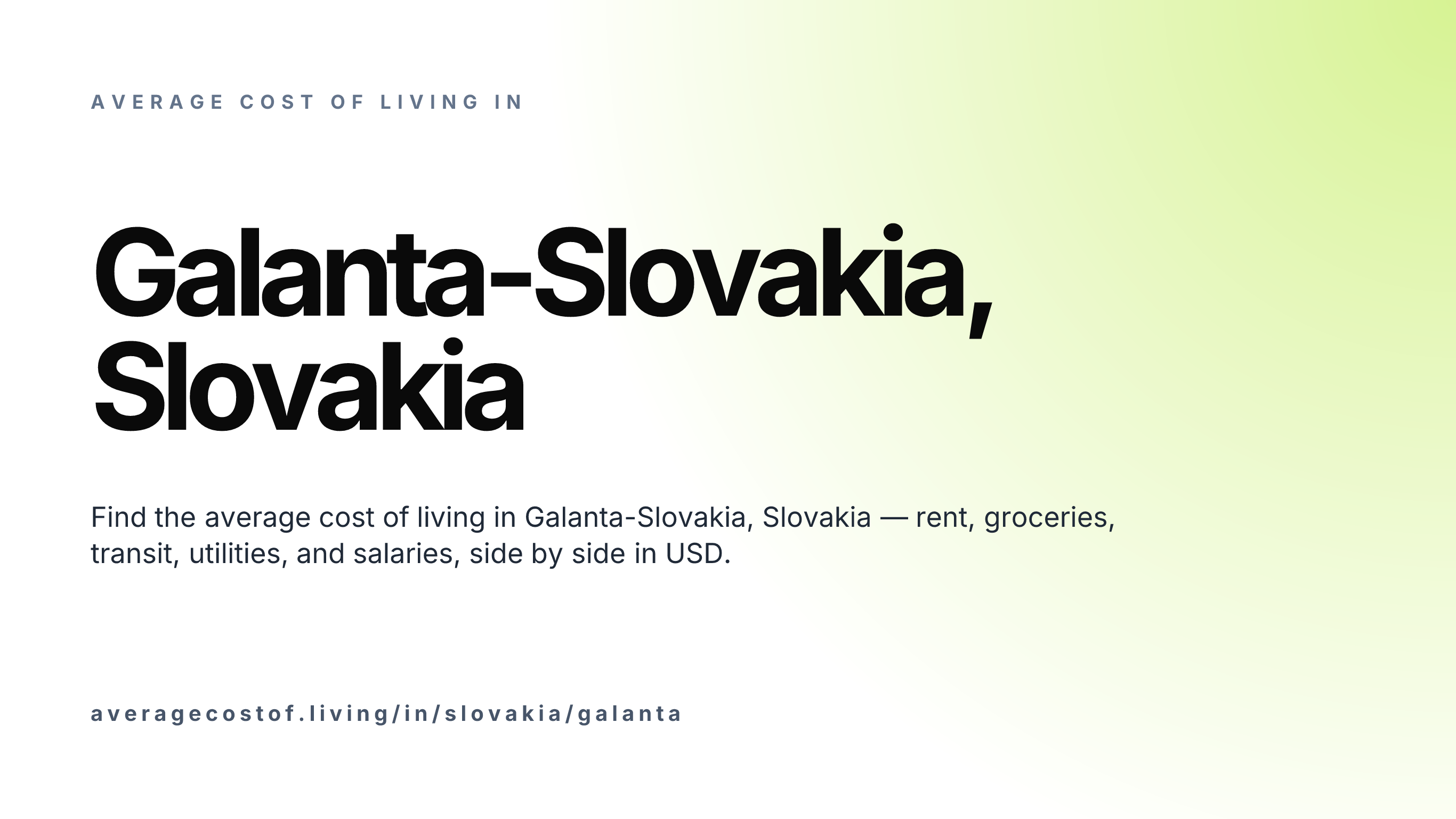 Cost of living in Galanta-Slovakia, Slovakia — monthly rent, food, transport, utilities, and salary breakdown in USD.