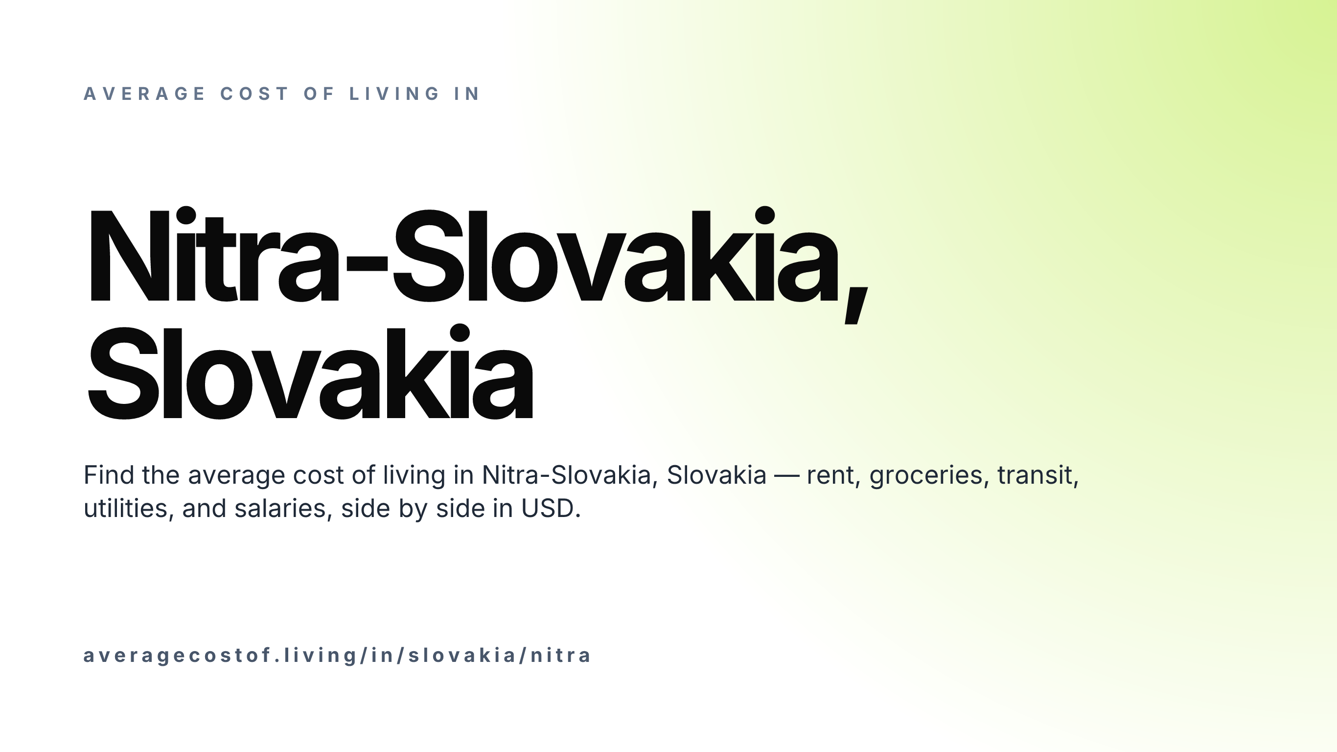 Cost of living in Nitra-Slovakia, Slovakia — monthly rent, food, transport, utilities, and salary breakdown in USD.