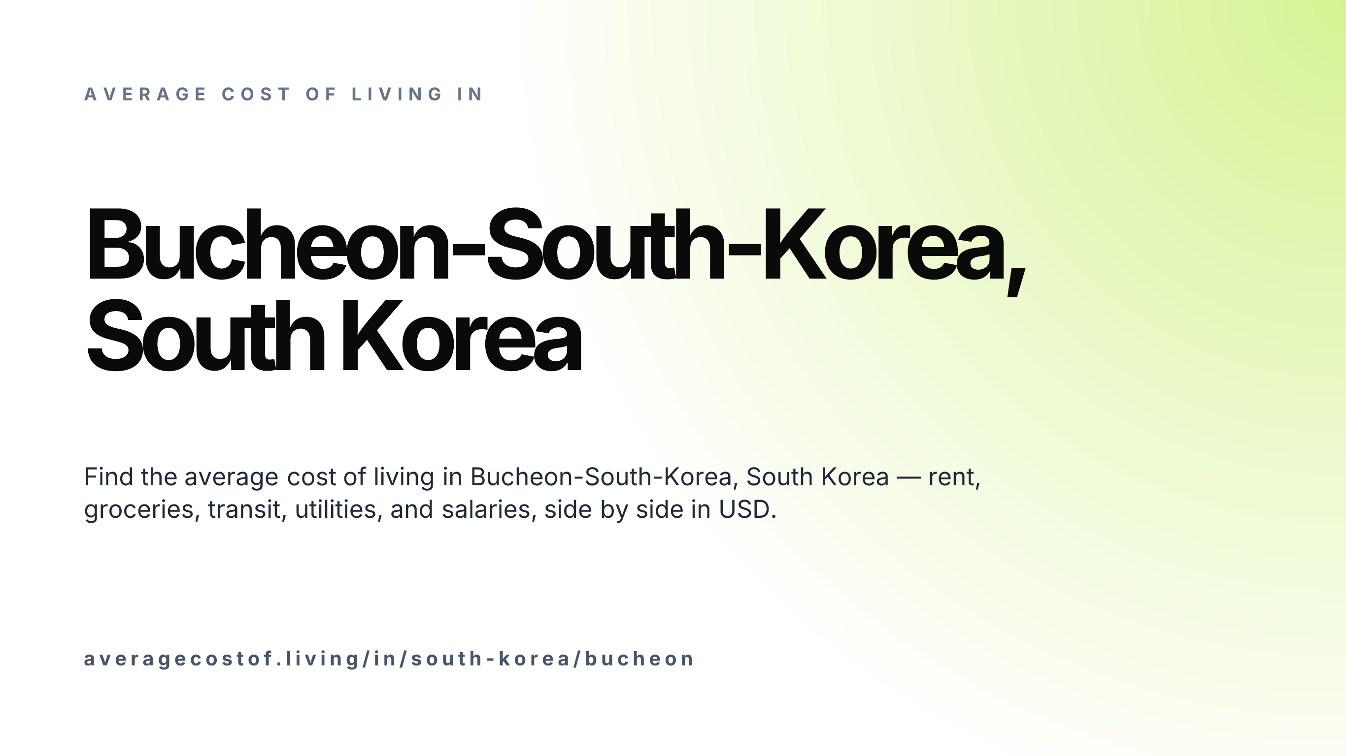 Cost of living in Bucheon-South-Korea, South Korea — monthly rent, food, transport, utilities, and salary breakdown in USD.