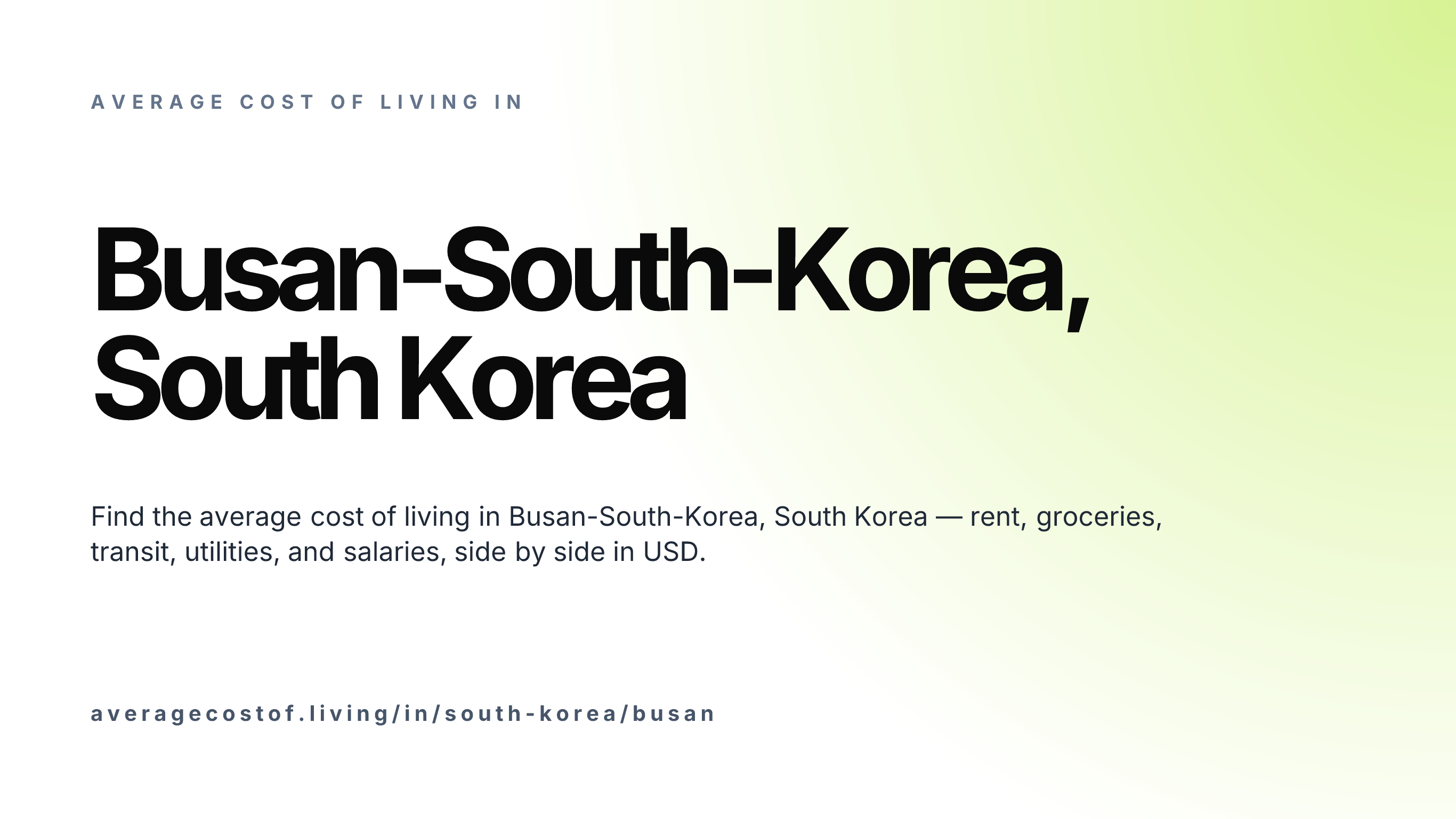 Cost of living in Busan-South-Korea, South Korea — monthly rent, food, transport, utilities, and salary breakdown in USD.