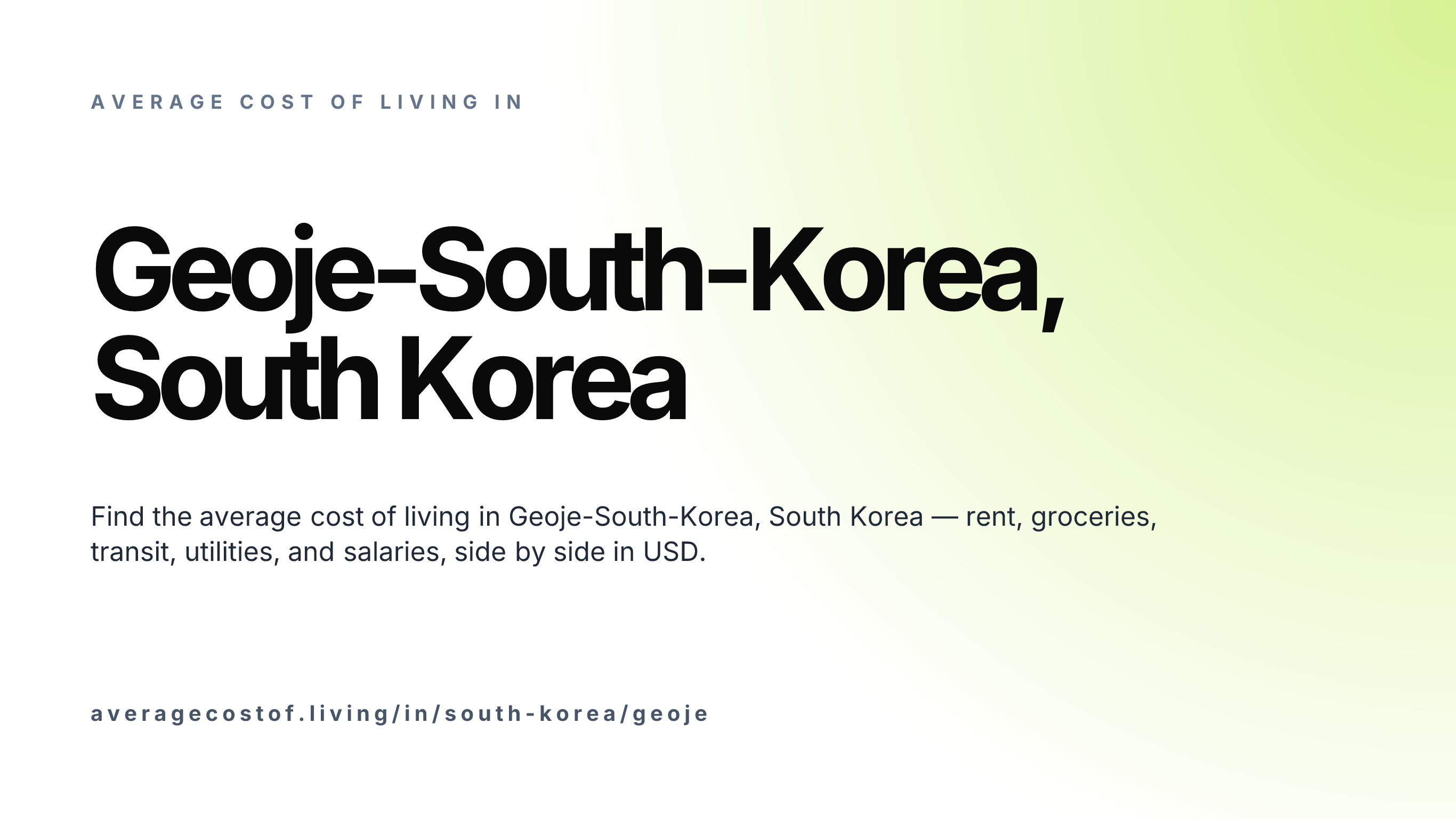 Cost of living in Geoje-South-Korea, South Korea — monthly rent, food, transport, utilities, and salary breakdown in USD.