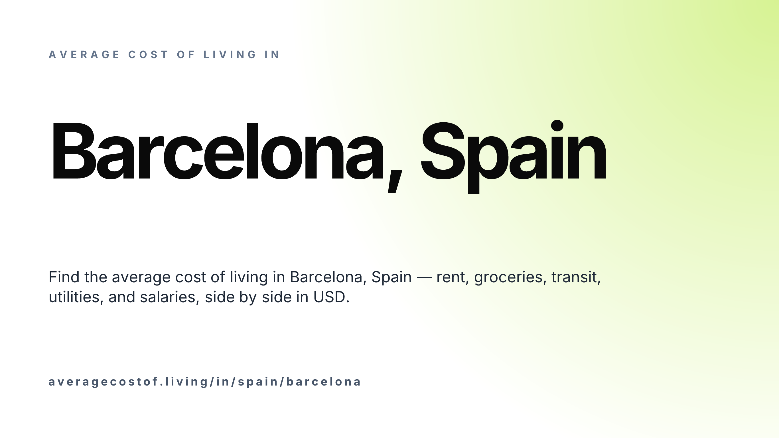 Cost of living in Barcelona, Spain — monthly rent, food, transport, utilities, and salary breakdown in USD.