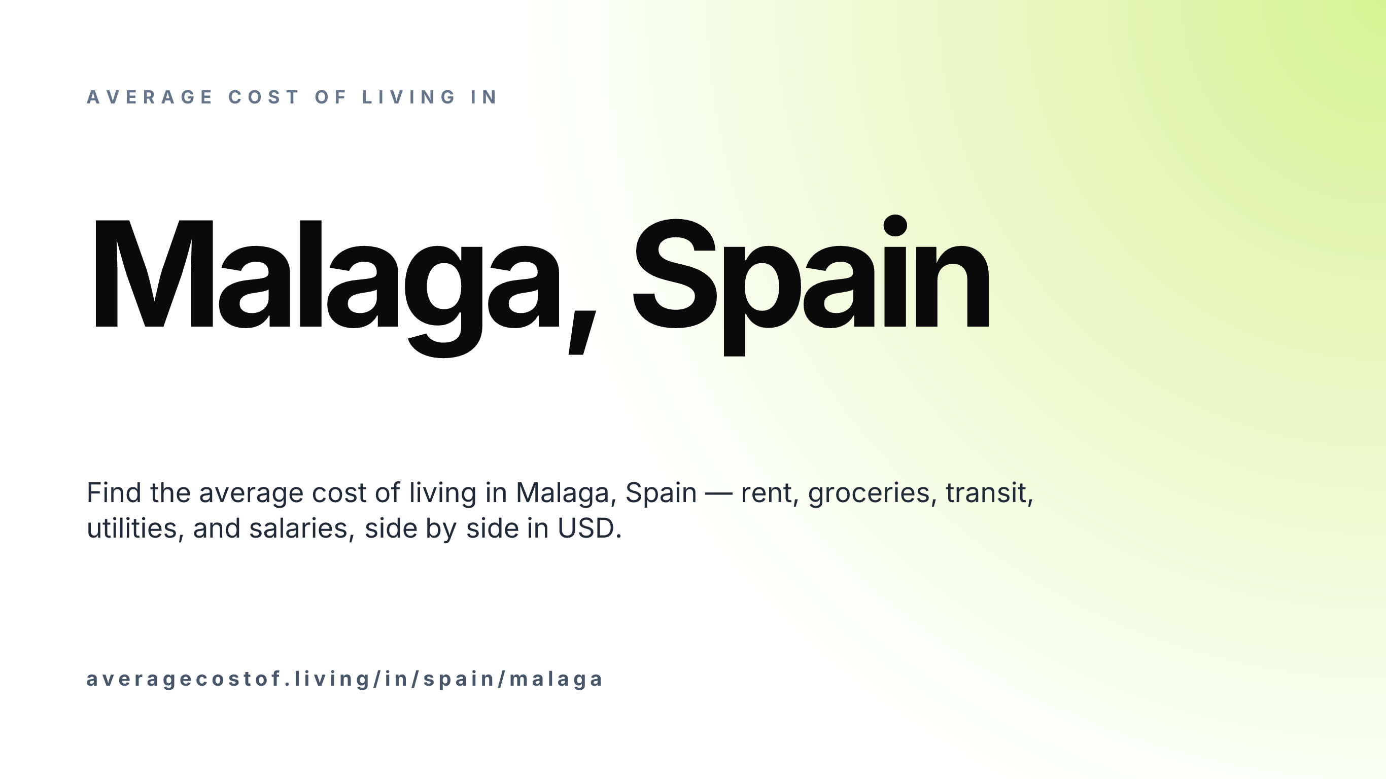 Cost of living in Malaga, Spain — monthly rent, food, transport, utilities, and salary breakdown in USD.