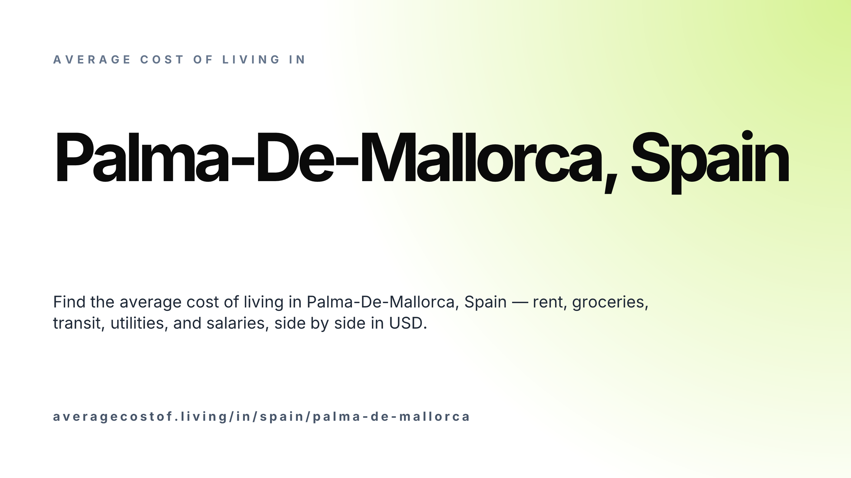 Cost of living in Palma-De-Mallorca, Spain — monthly rent, food, transport, utilities, and salary breakdown in USD.