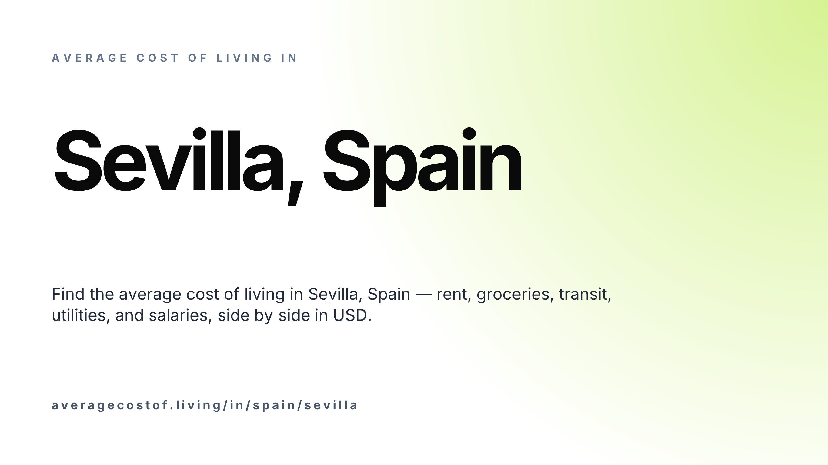 Cost of living in Sevilla, Spain — monthly rent, food, transport, utilities, and salary breakdown in USD.