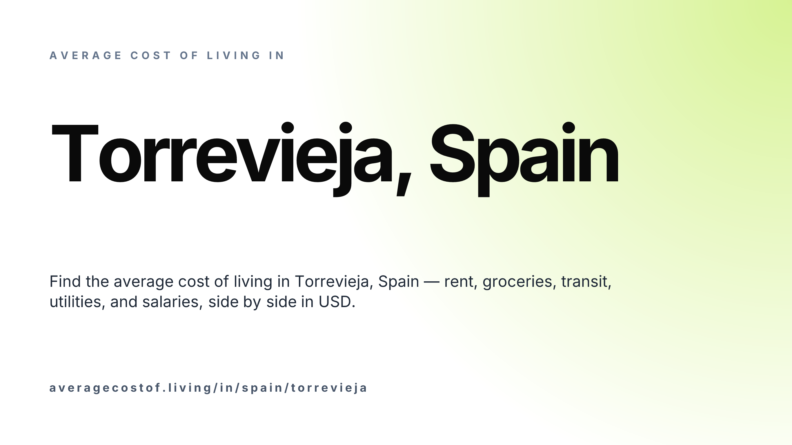 Cost of living in Torrevieja, Spain — monthly rent, food, transport, utilities, and salary breakdown in USD.