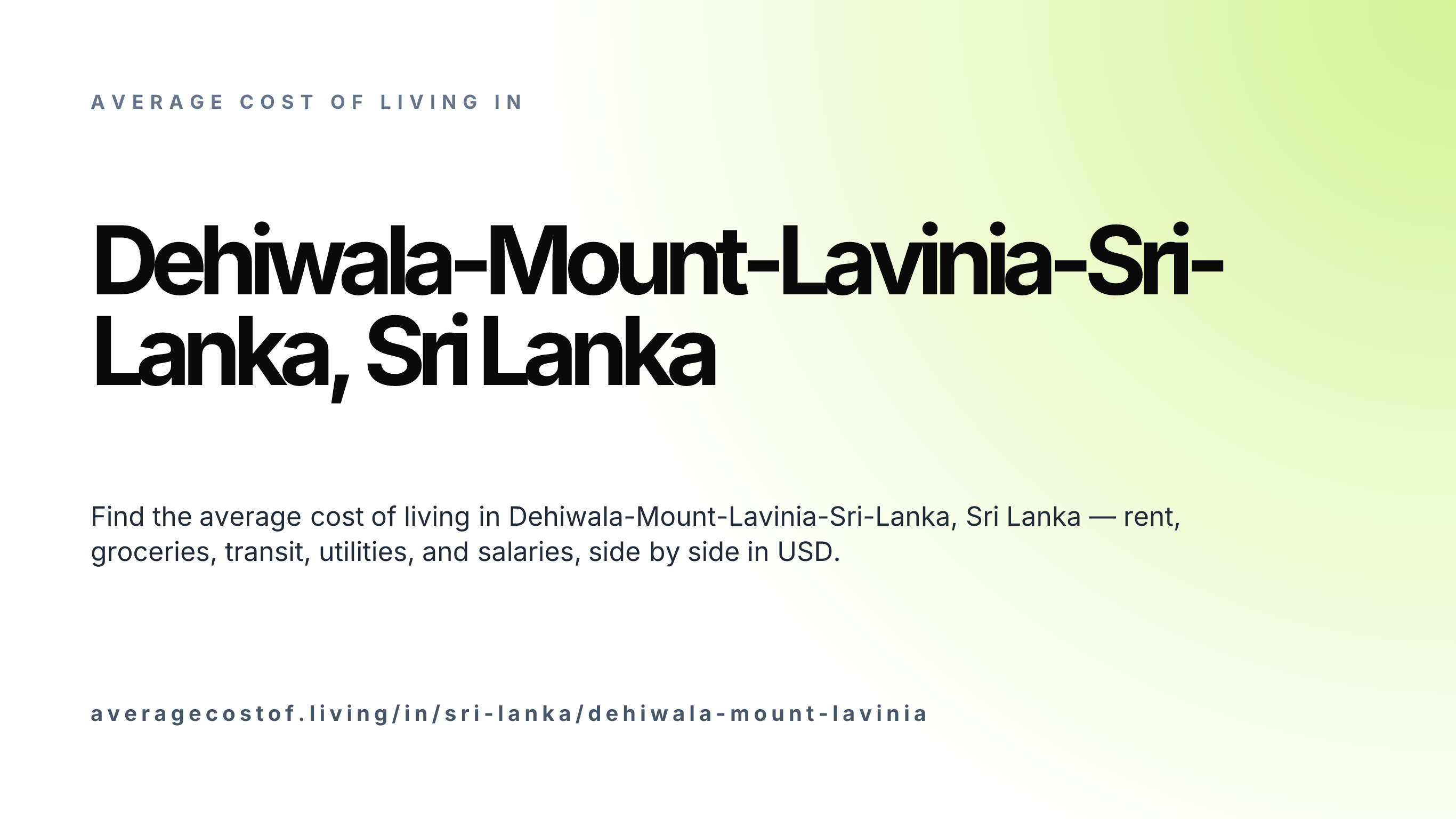 Cost of living in Dehiwala-Mount-Lavinia-Sri-Lanka, Sri Lanka — monthly rent, food, transport, utilities, and salary breakdown in USD.