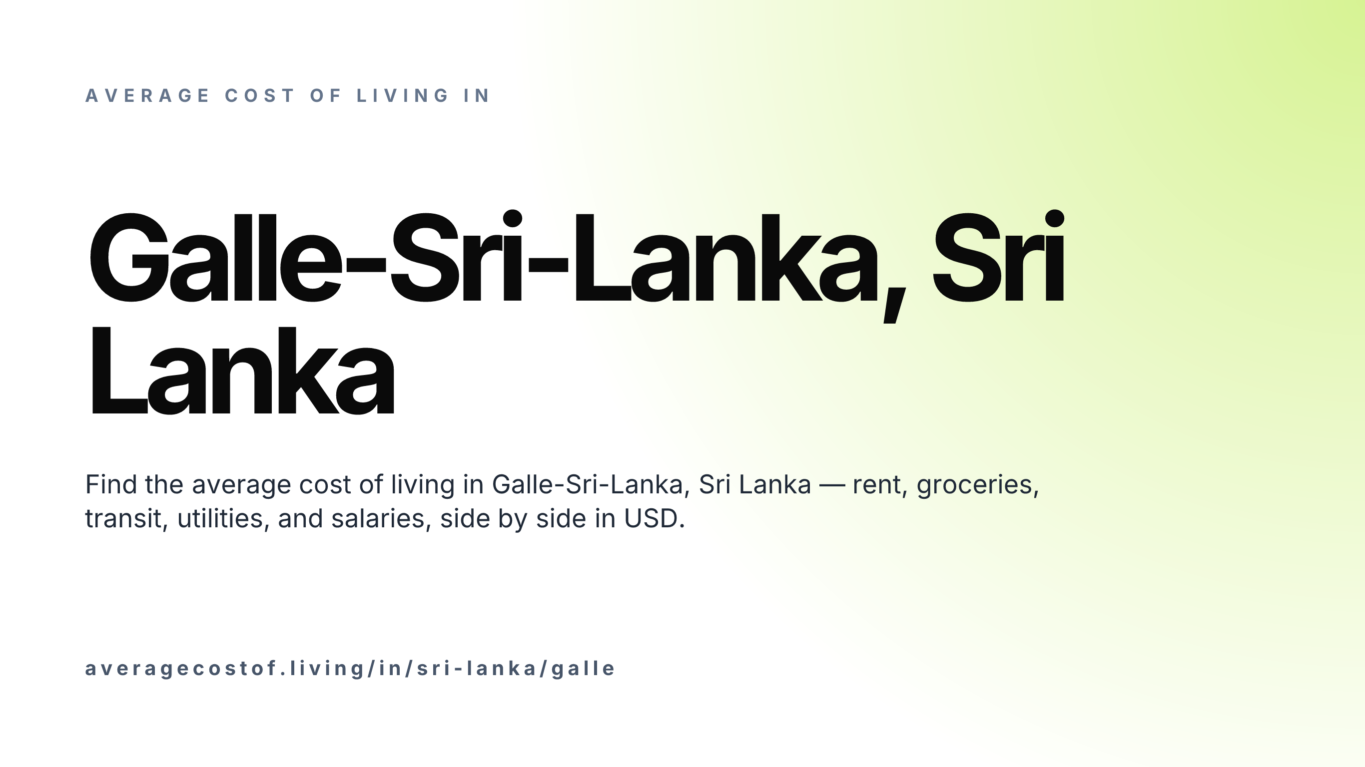Cost of living in Galle-Sri-Lanka, Sri Lanka — monthly rent, food, transport, utilities, and salary breakdown in USD.