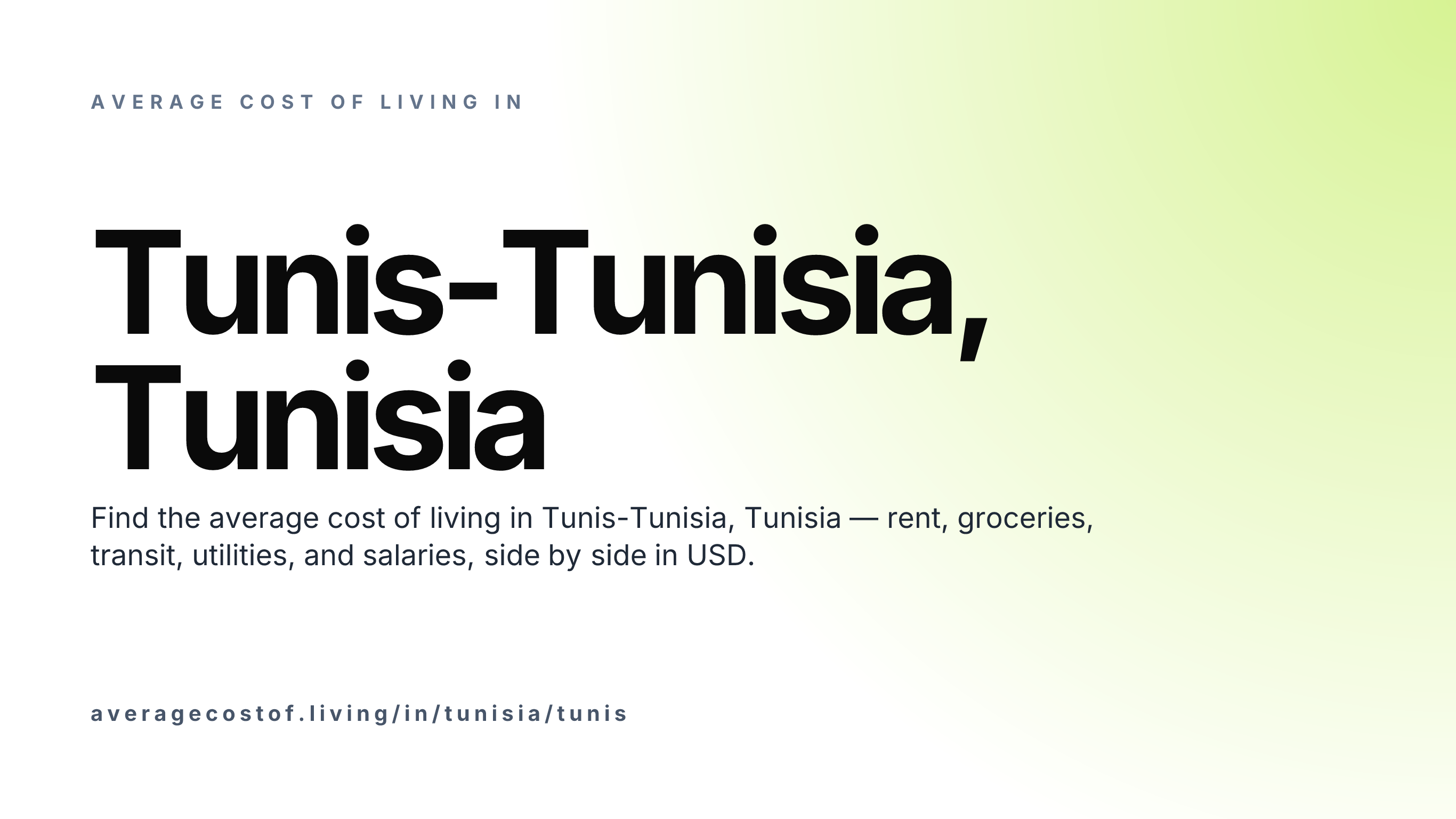 Cost of living in Tunis-Tunisia, Tunisia — monthly rent, food, transport, utilities, and salary breakdown in USD.