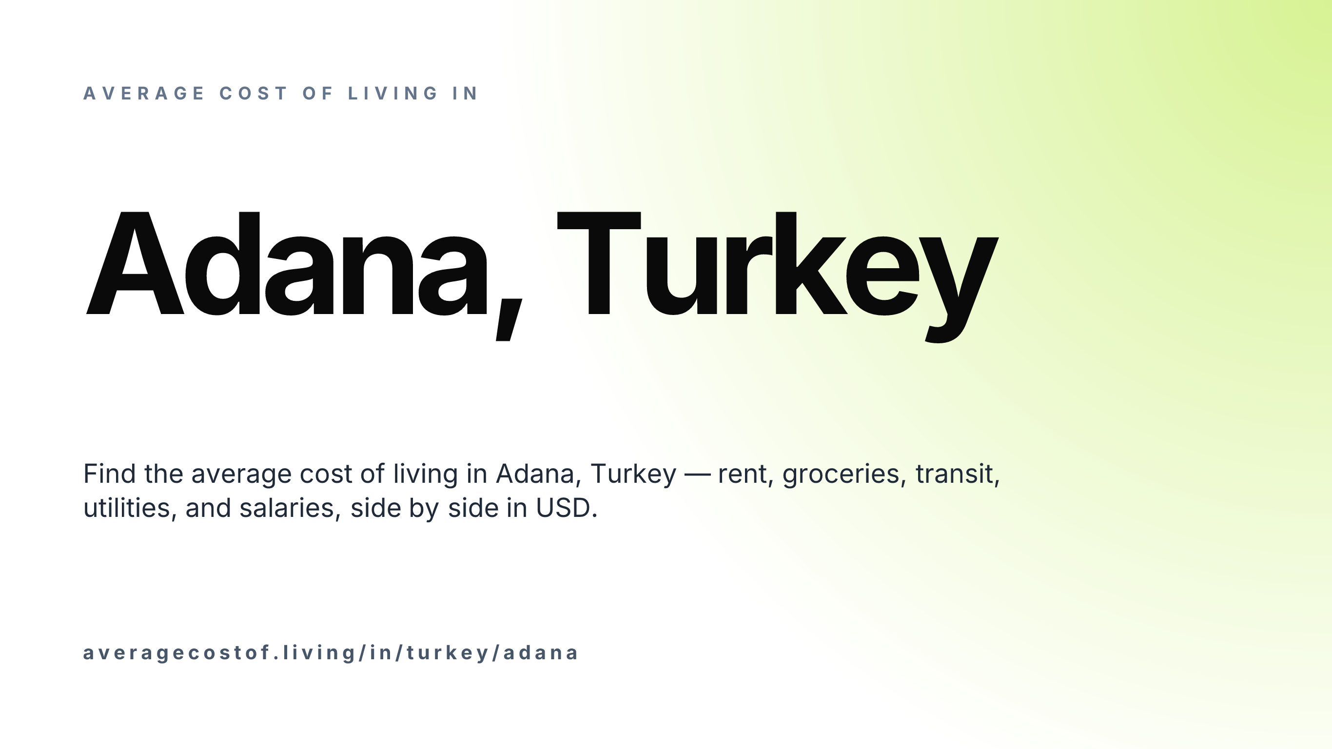 Cost of living in Adana, Turkey — monthly rent, food, transport, utilities, and salary breakdown in USD.