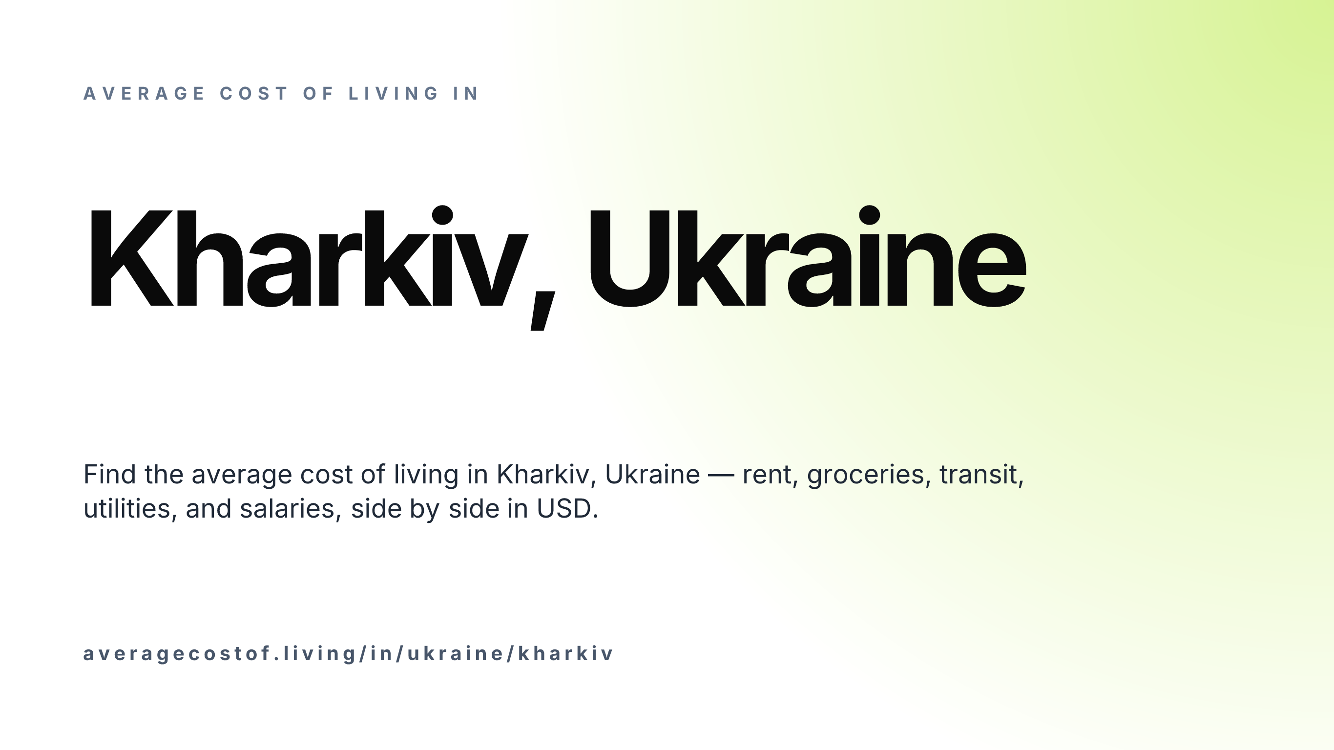 Cost of living in Kharkiv, Ukraine — monthly rent, food, transport, utilities, and salary breakdown in USD.