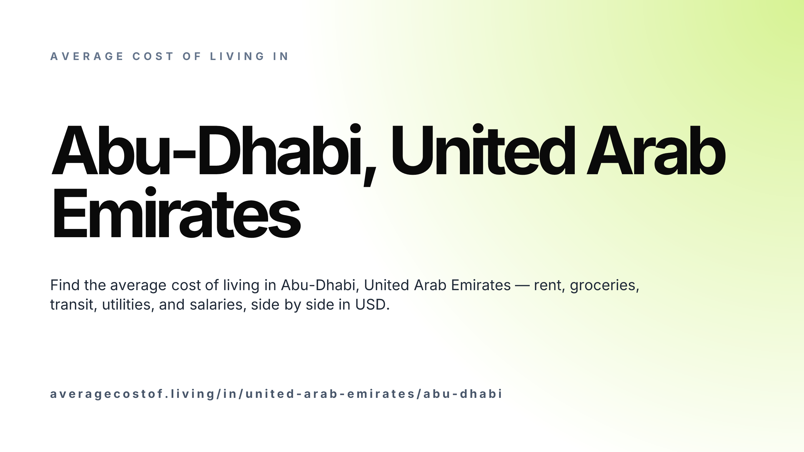 Cost of living in Abu-Dhabi, United Arab Emirates — monthly rent, food, transport, utilities, and salary breakdown in USD.