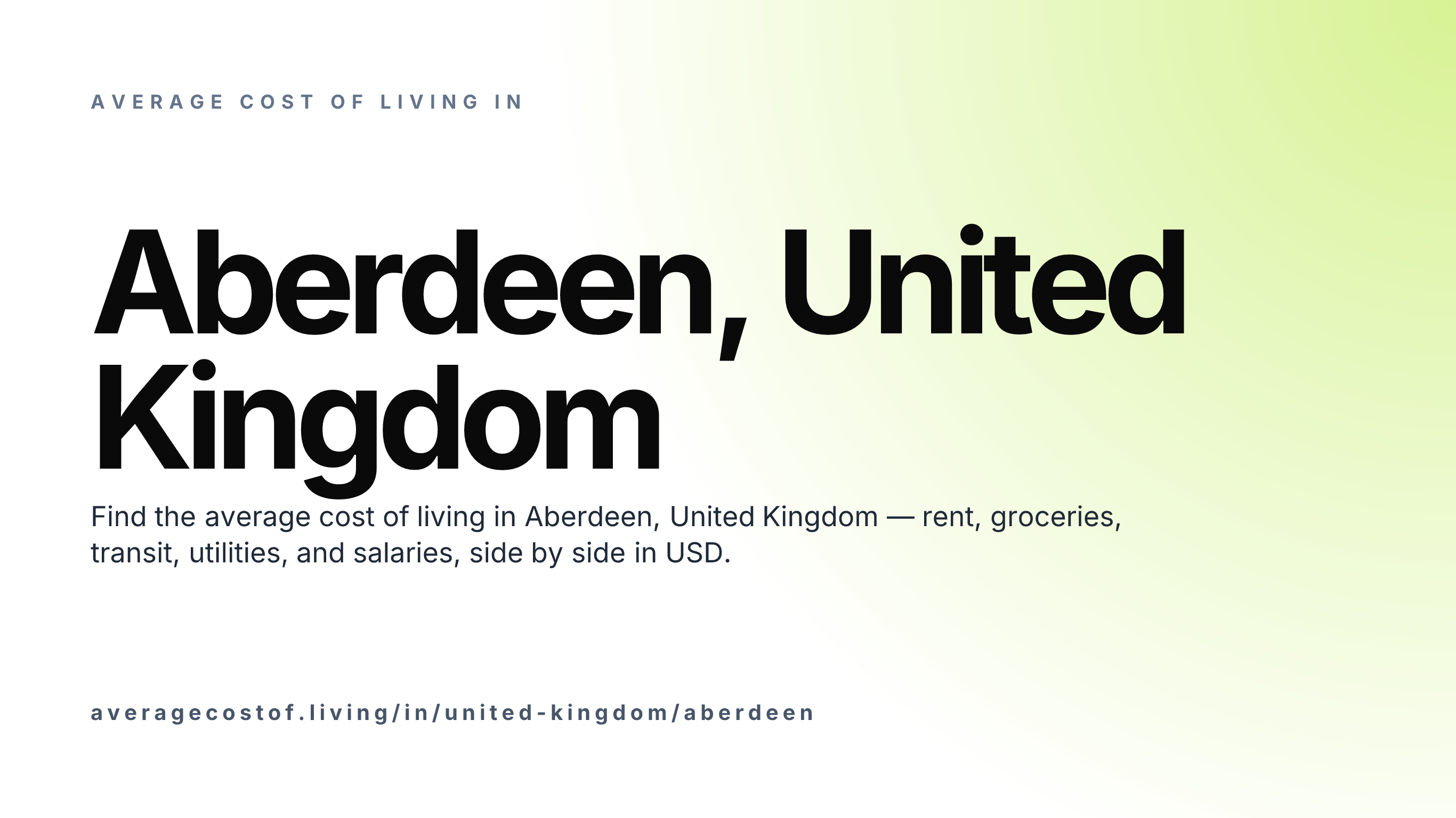 Cost of living in Aberdeen, United Kingdom — monthly rent, food, transport, utilities, and salary breakdown in USD.