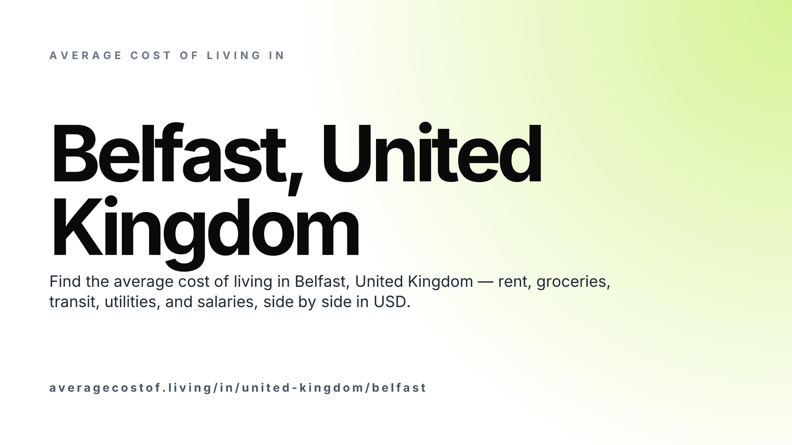 Cost of living in Belfast, United Kingdom — monthly rent, food, transport, utilities, and salary breakdown in USD.