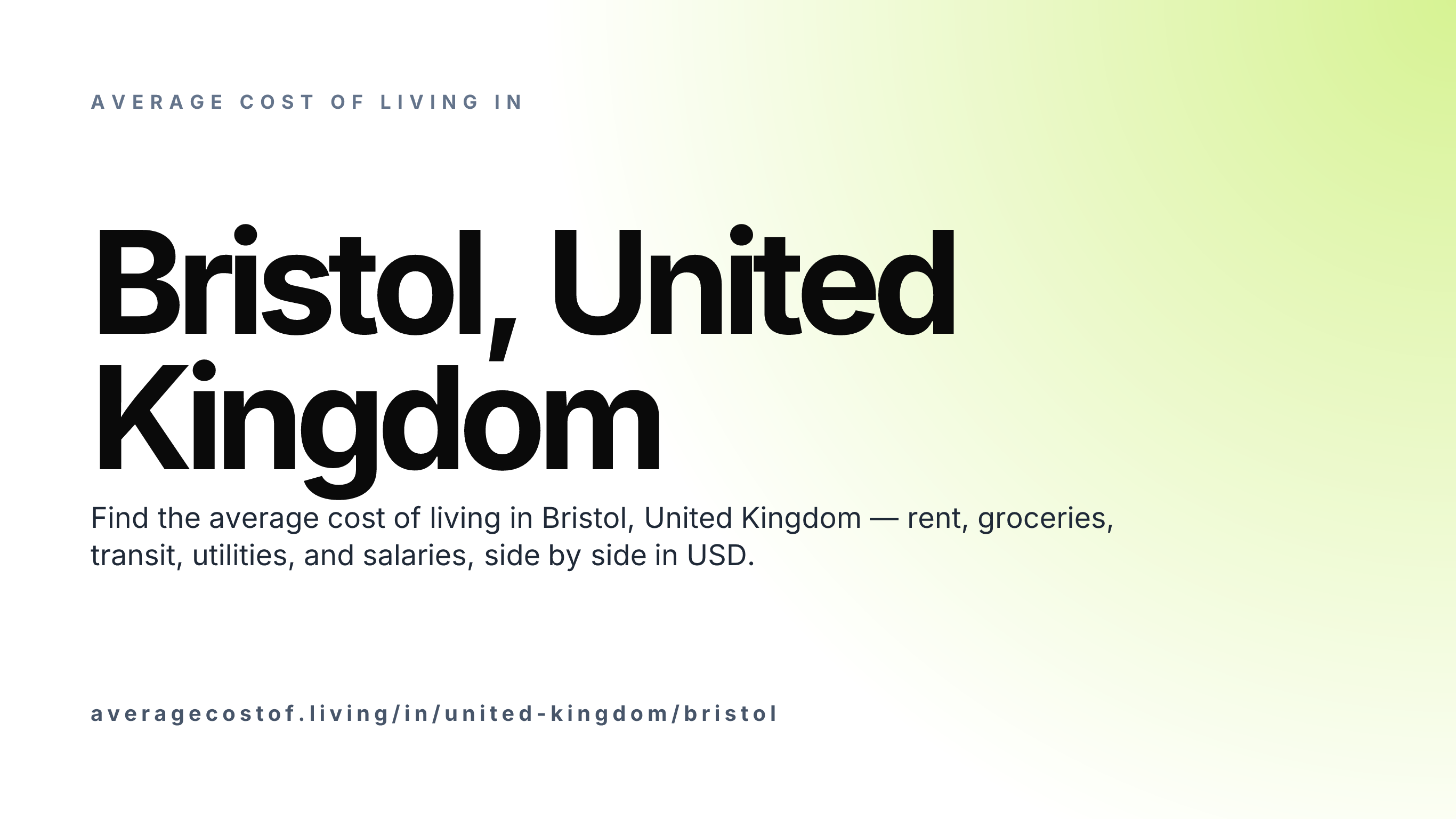 Cost of living in Bristol, United Kingdom — monthly rent, food, transport, utilities, and salary breakdown in USD.