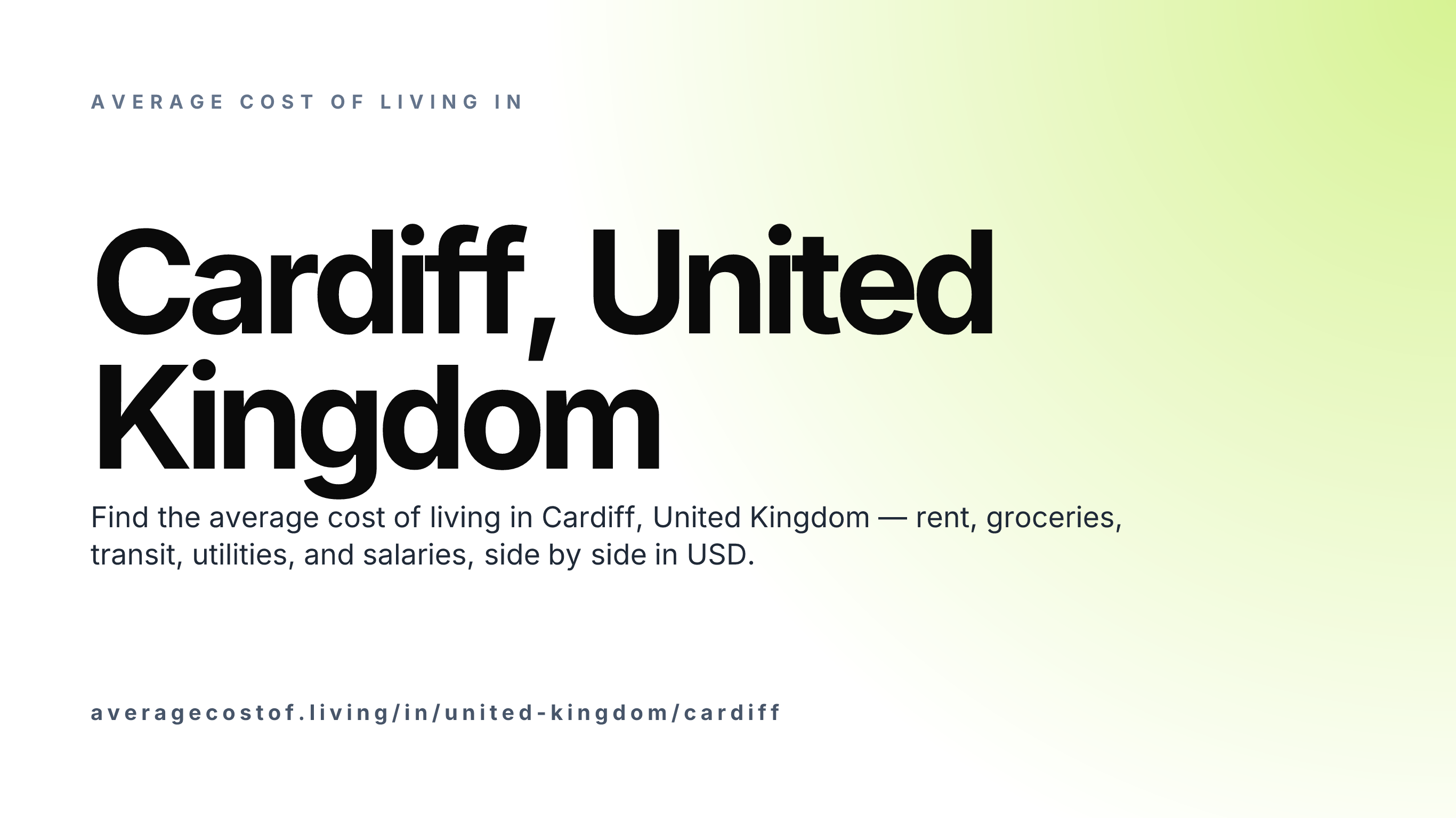 Cost of living in Cardiff, United Kingdom — monthly rent, food, transport, utilities, and salary breakdown in USD.