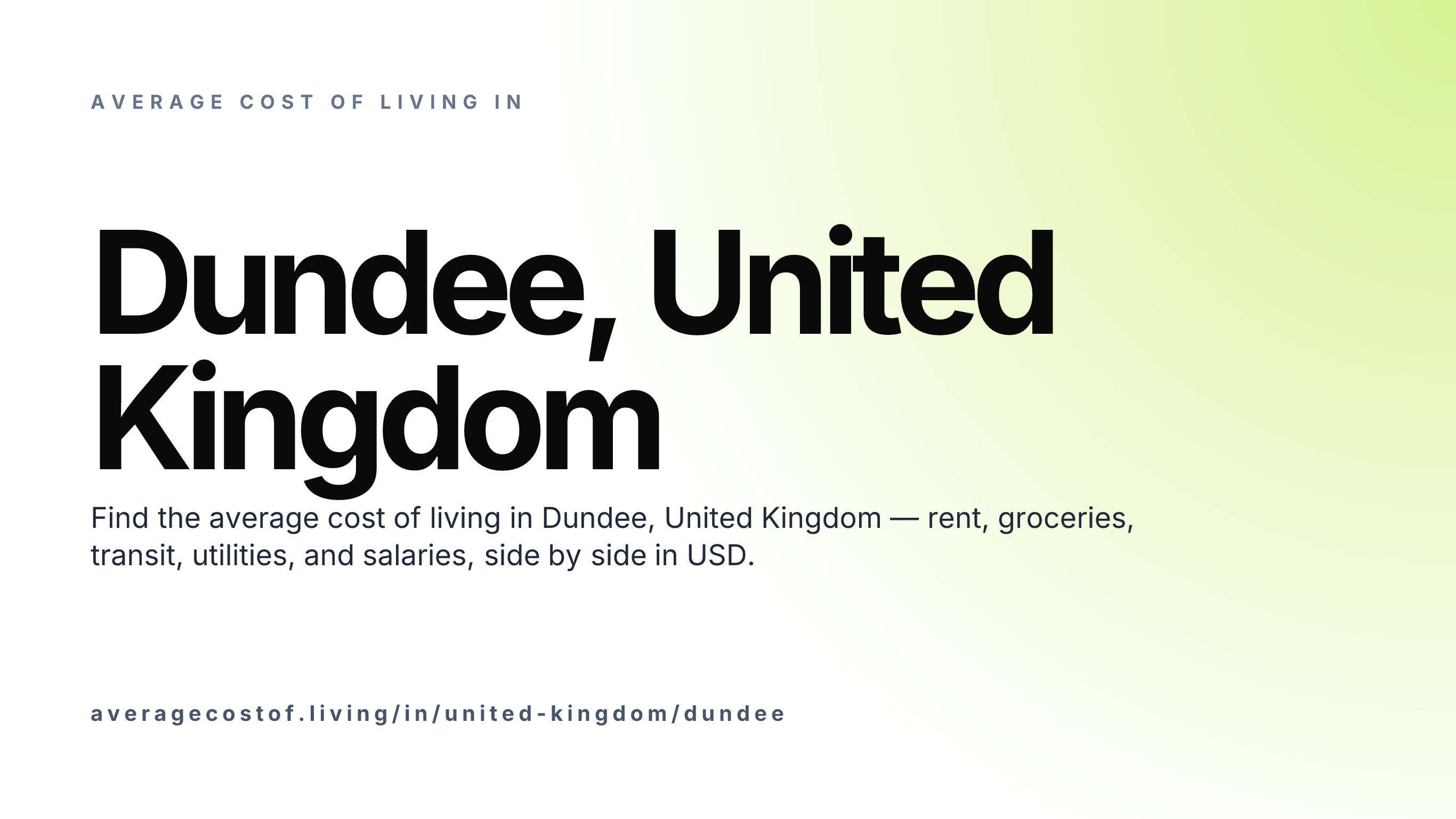 Cost of living in Dundee, United Kingdom — monthly rent, food, transport, utilities, and salary breakdown in USD.