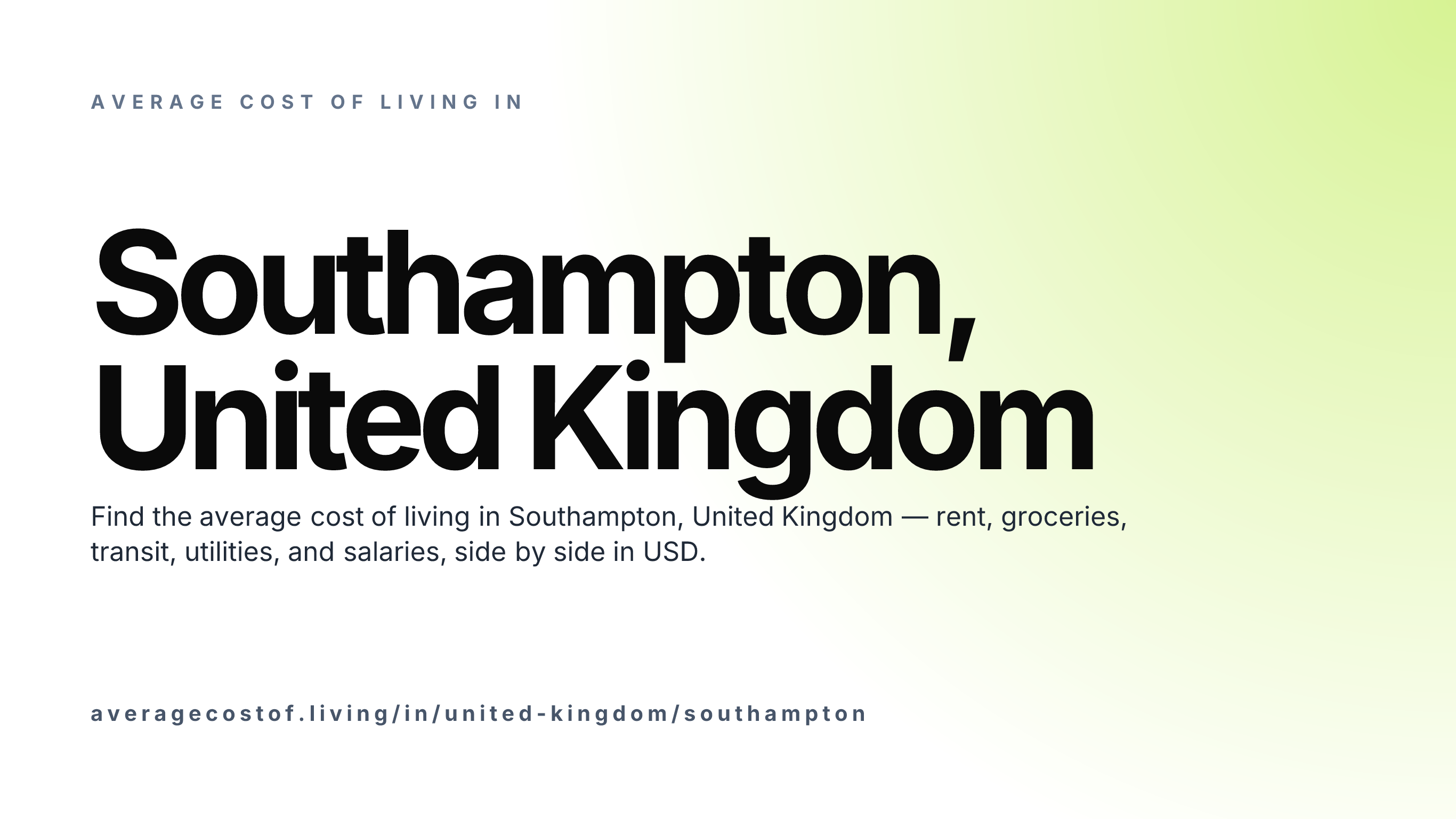 Cost of living in Southampton, United Kingdom — monthly rent, food, transport, utilities, and salary breakdown in USD.