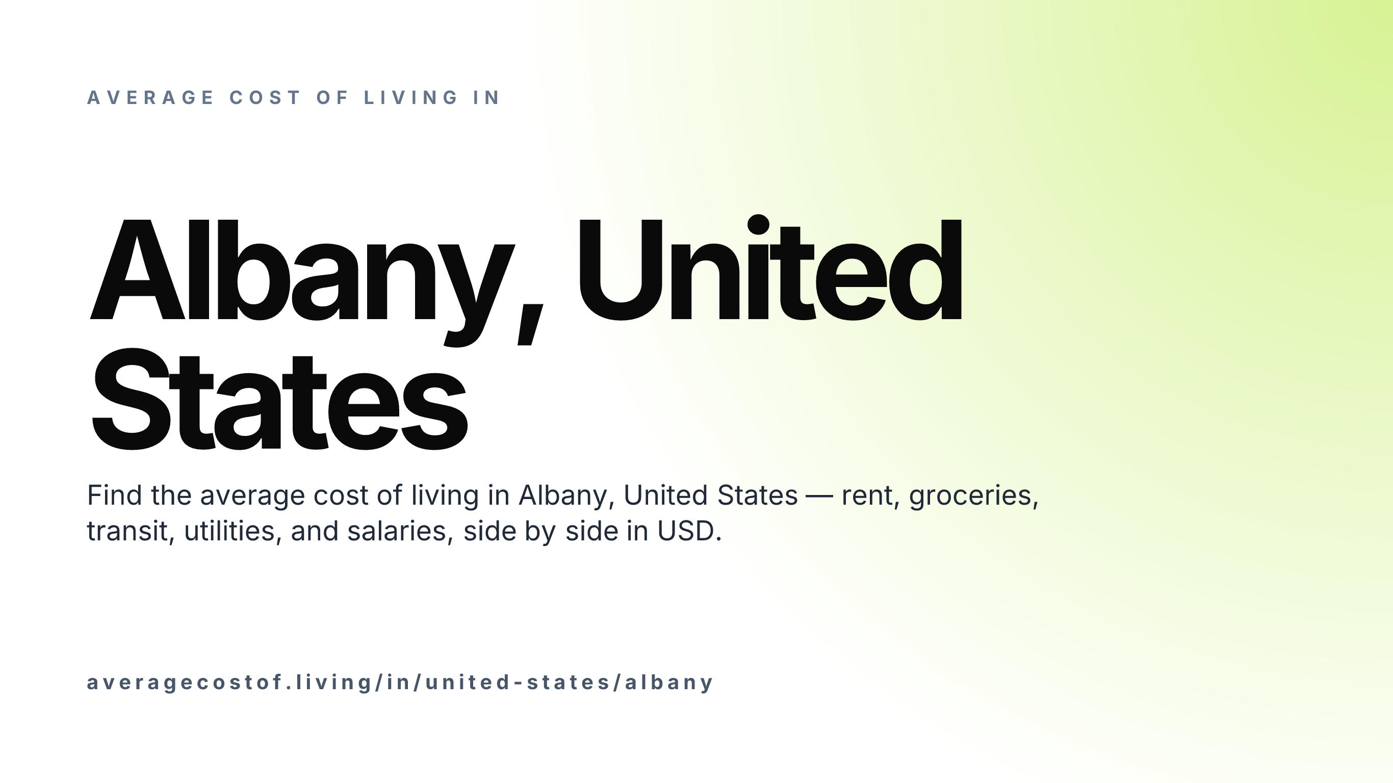 Cost of living in Albany, United States — monthly rent, food, transport, utilities, and salary breakdown in USD.