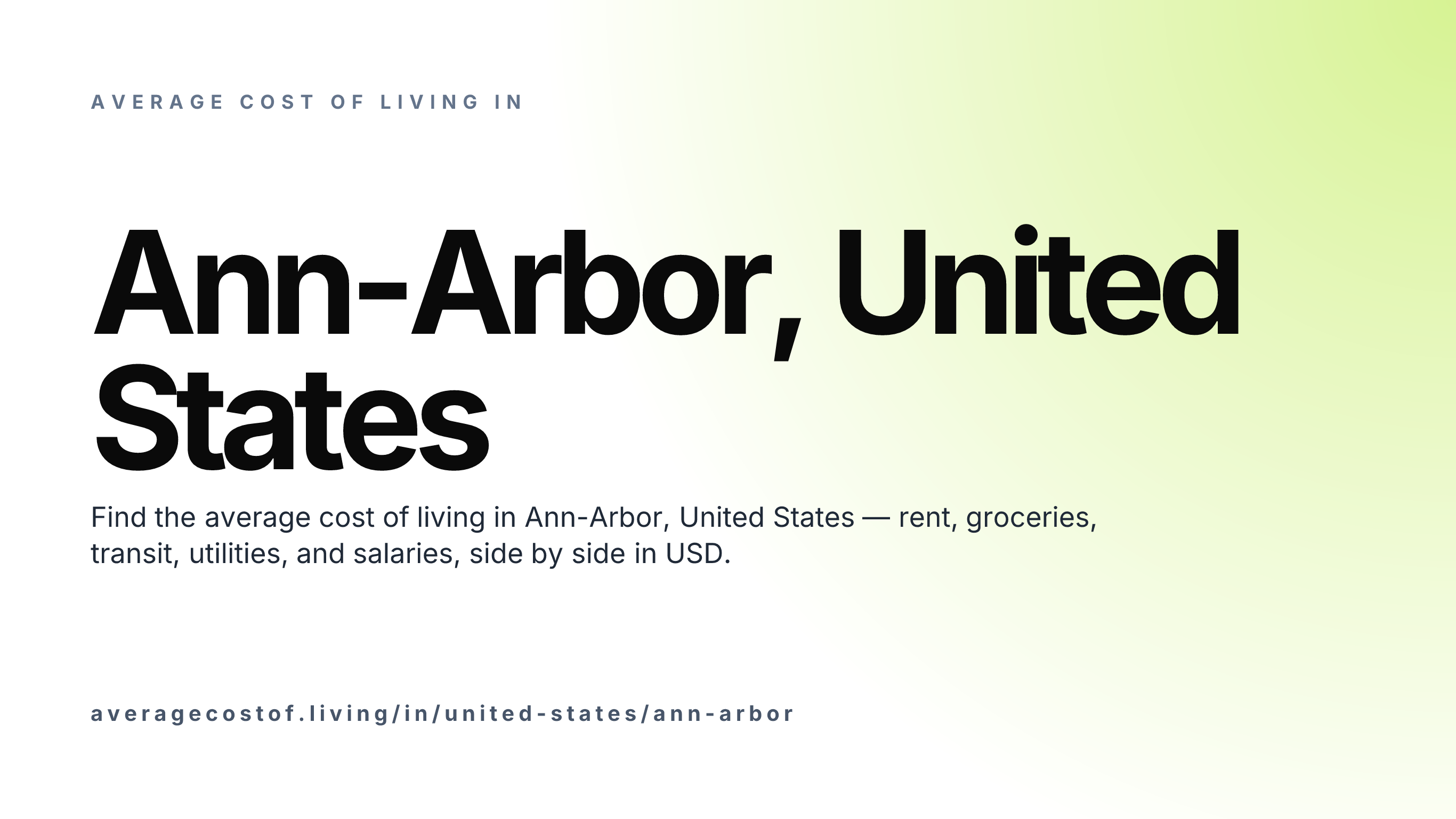 Cost of living in Ann-Arbor, United States — monthly rent, food, transport, utilities, and salary breakdown in USD.