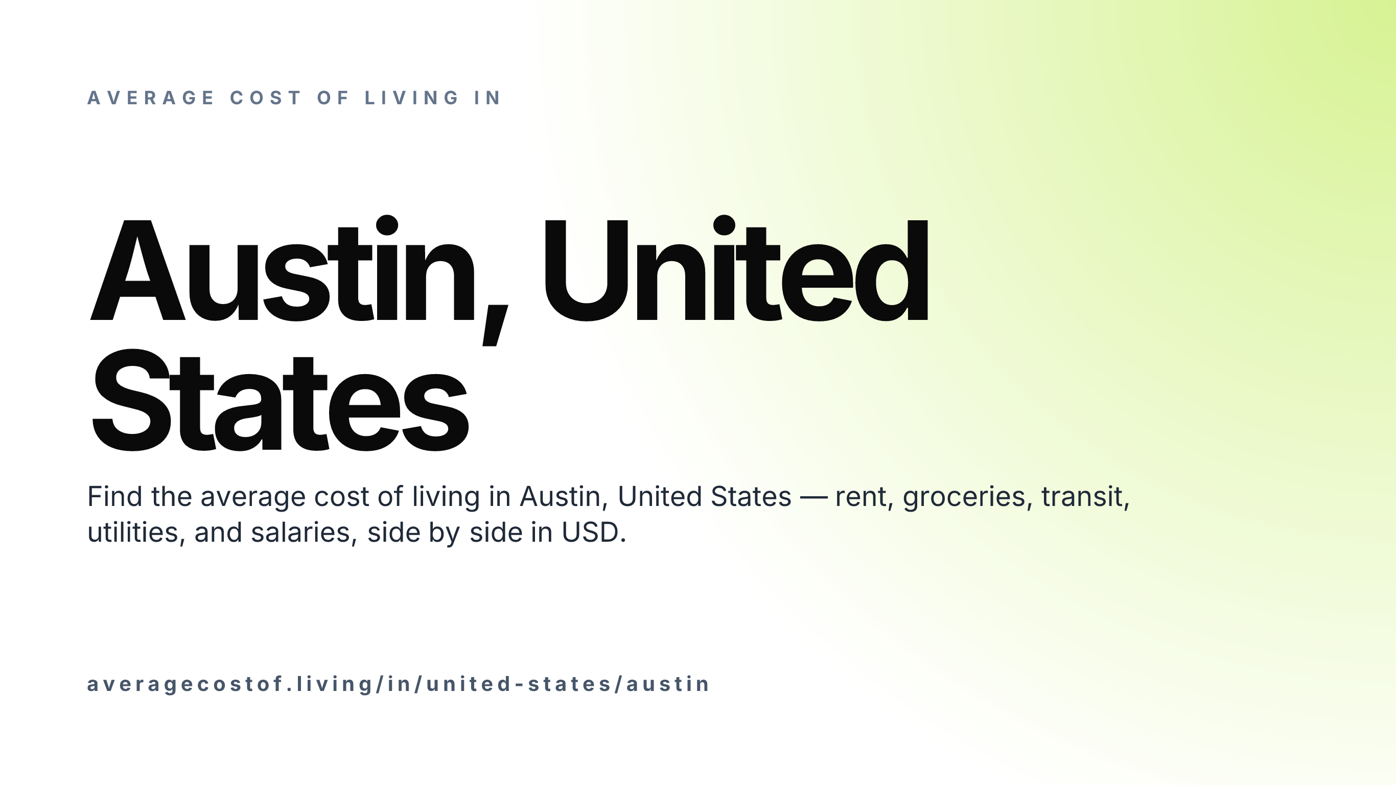 Cost of living in Austin, United States — monthly rent, food, transport, utilities, and salary breakdown in USD.