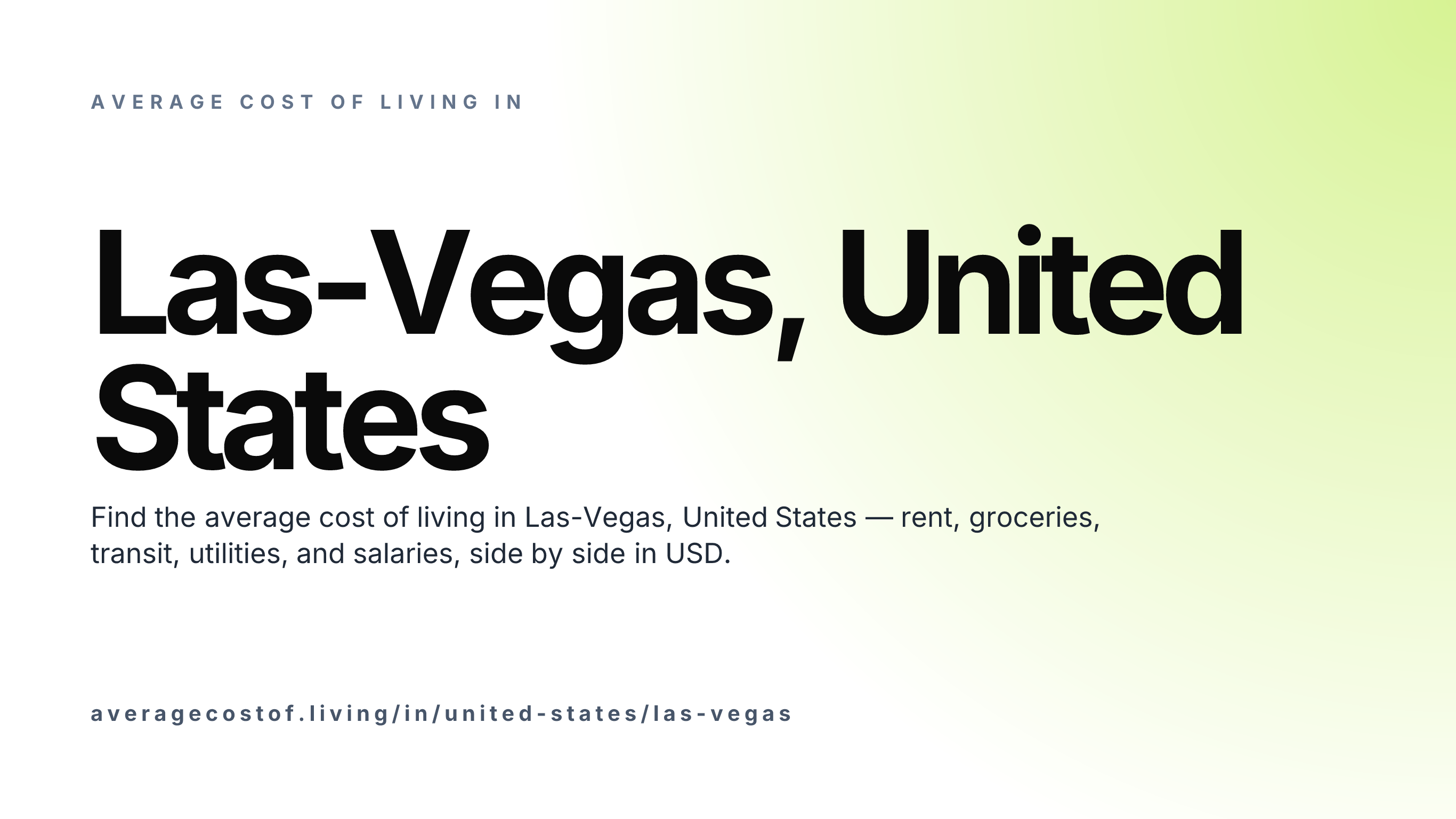 Cost of living in Las-Vegas, United States — monthly rent, food, transport, utilities, and salary breakdown in USD.