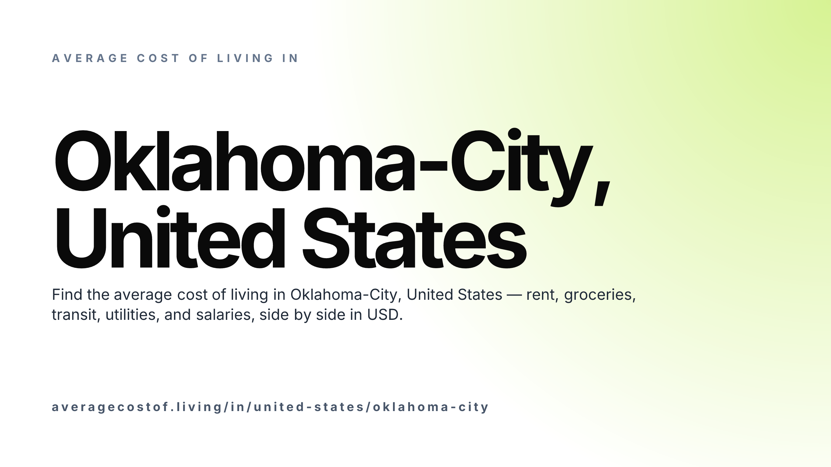 Cost of living in Oklahoma-City, United States — monthly rent, food, transport, utilities, and salary breakdown in USD.